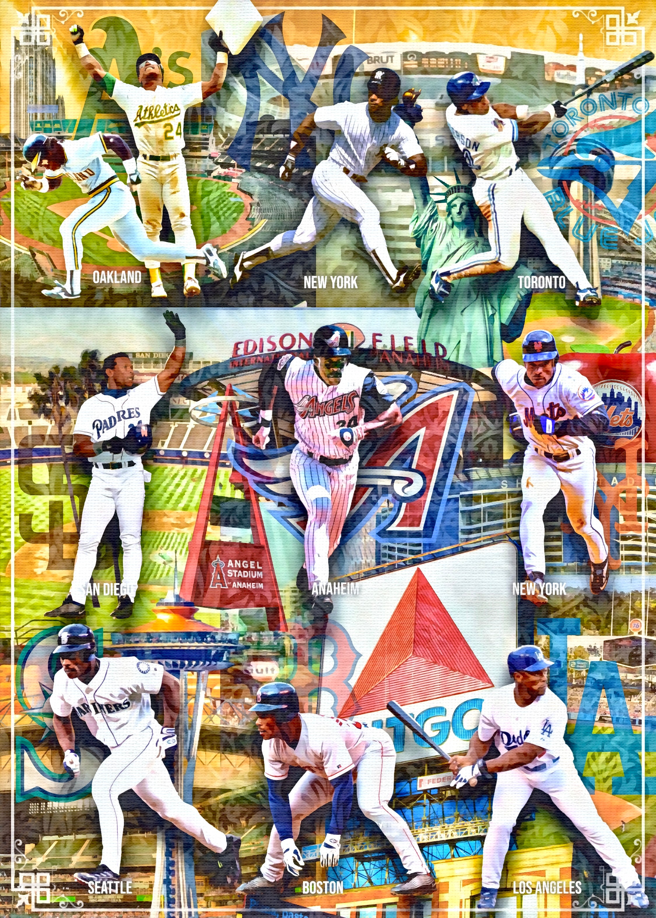 Rickey Henderson Baseball Card Art – 9-Card Puzzle Set – Handmade Limited Edition Sports Collectible (Only 10 Sets Made)