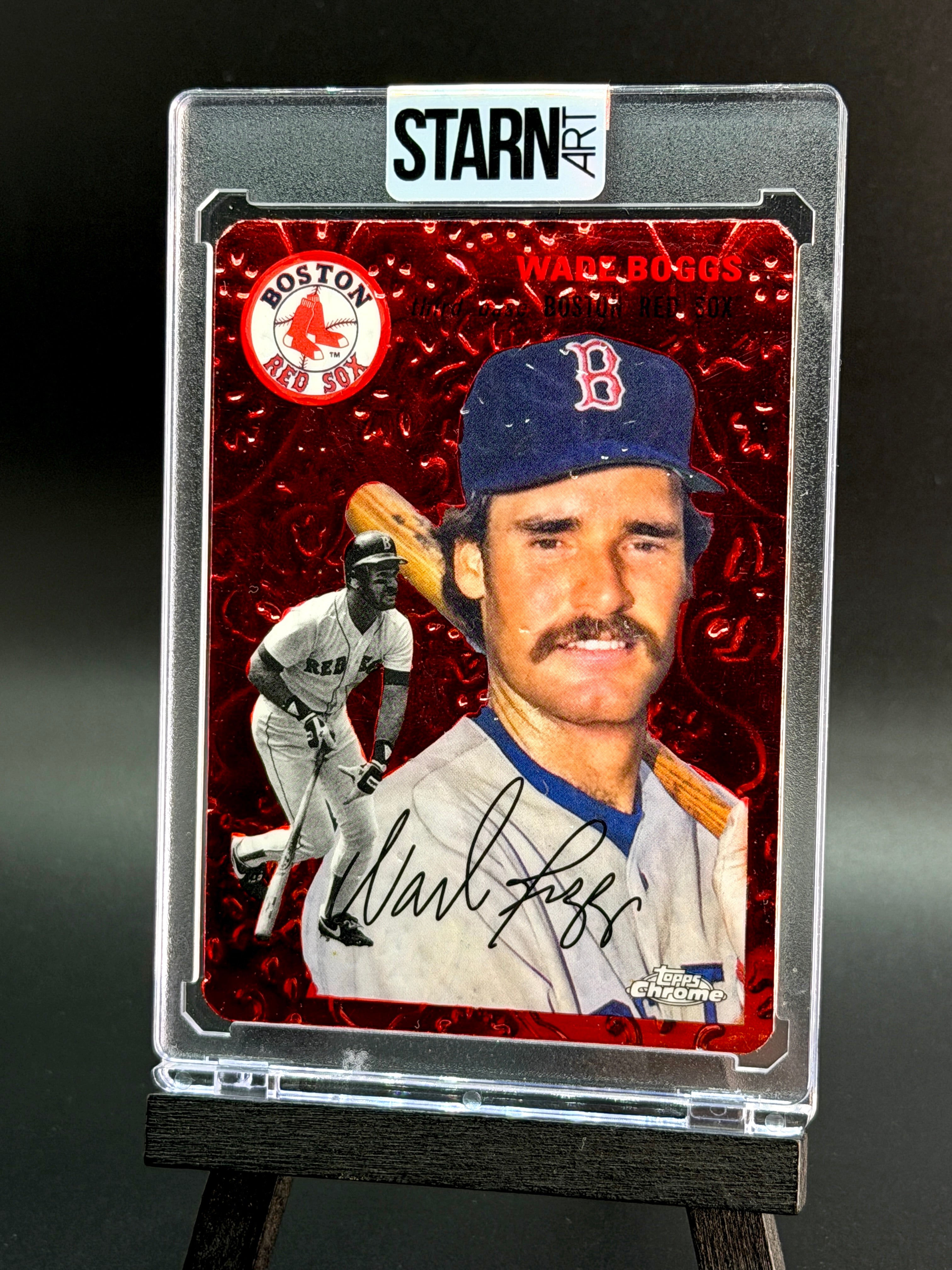 Wade Boggs Custom 1/1 Baseball Card Art - Painted and Embossed