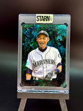 Ichiro Custom 1/1 Baseball Card Art - Painted and Embossed