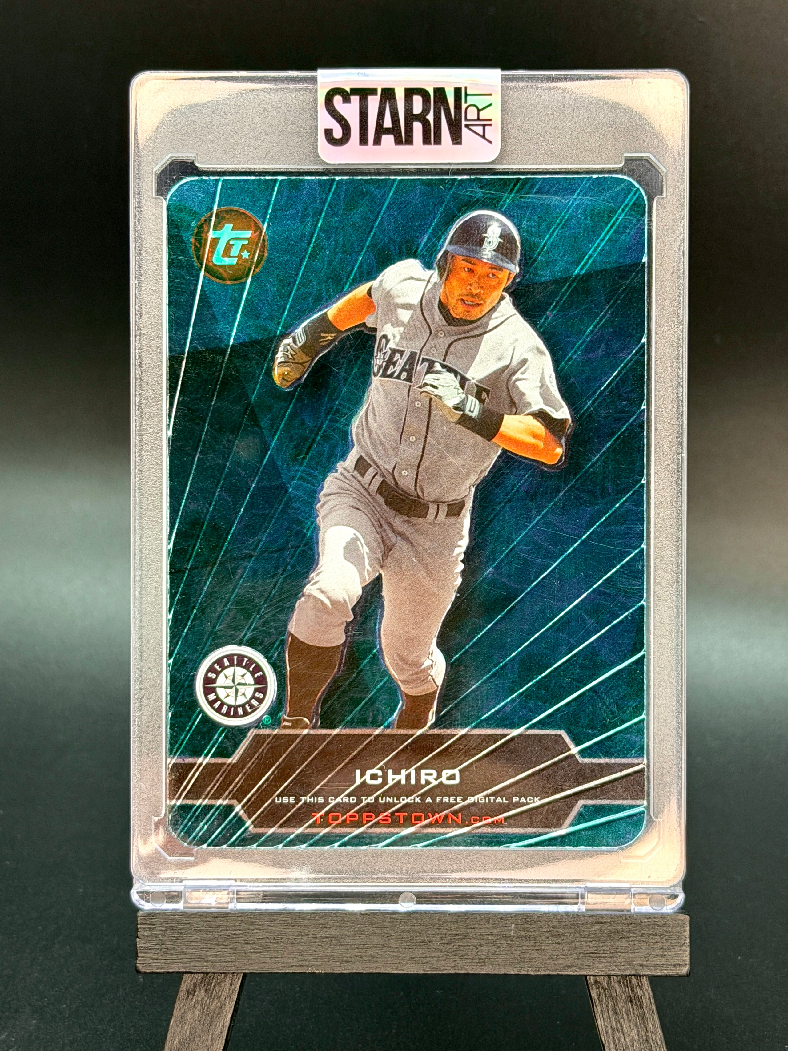 Ichiro Custom 1/1 Baseball Card Art - Painted and Embossed