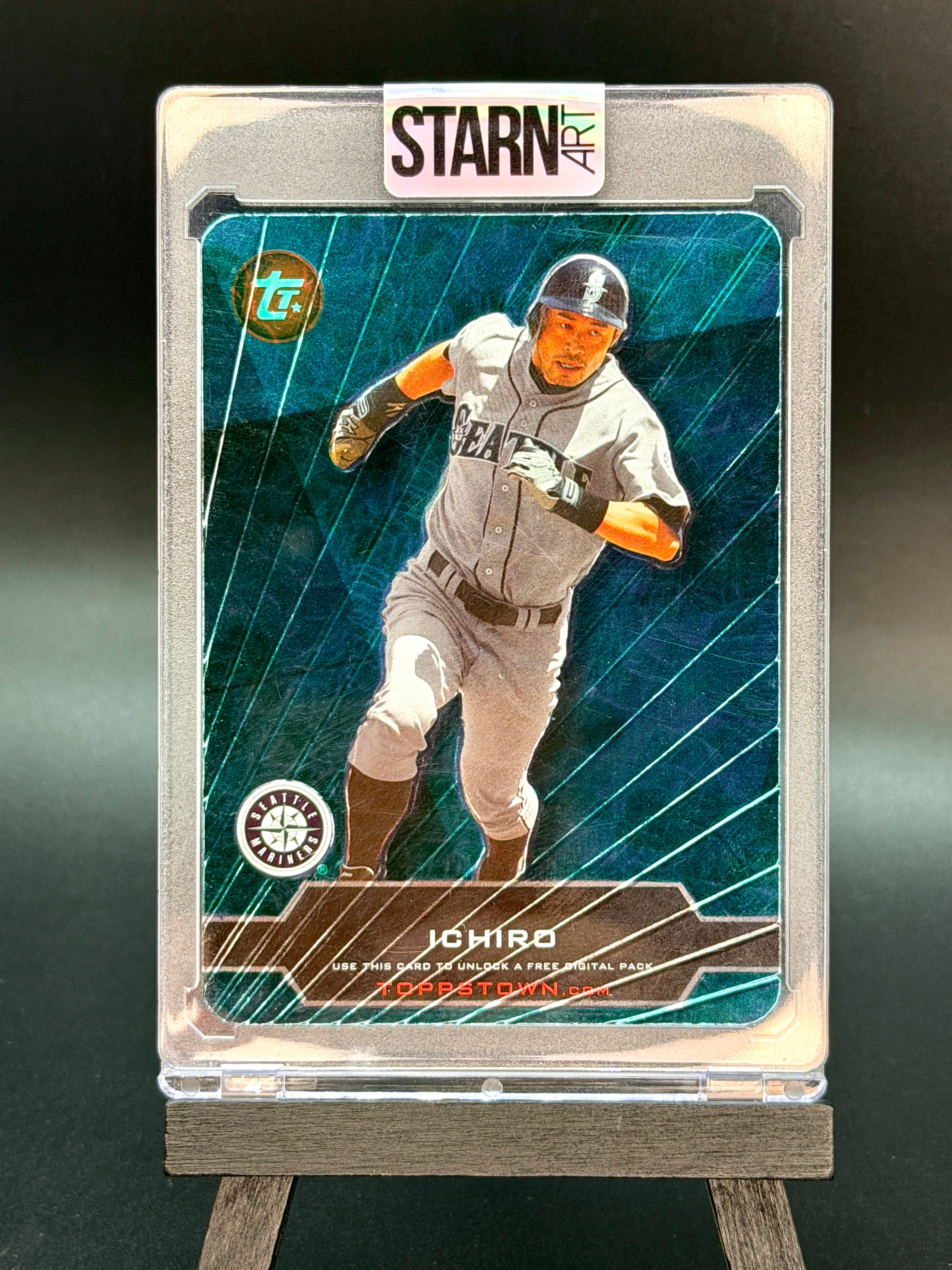 Ichiro Custom 1/1 Baseball Card Art - Painted and Embossed