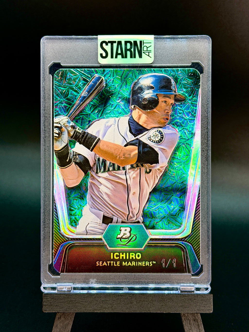 Ichiro Custom 1/1 Baseball Card Art - Painted and Embossed