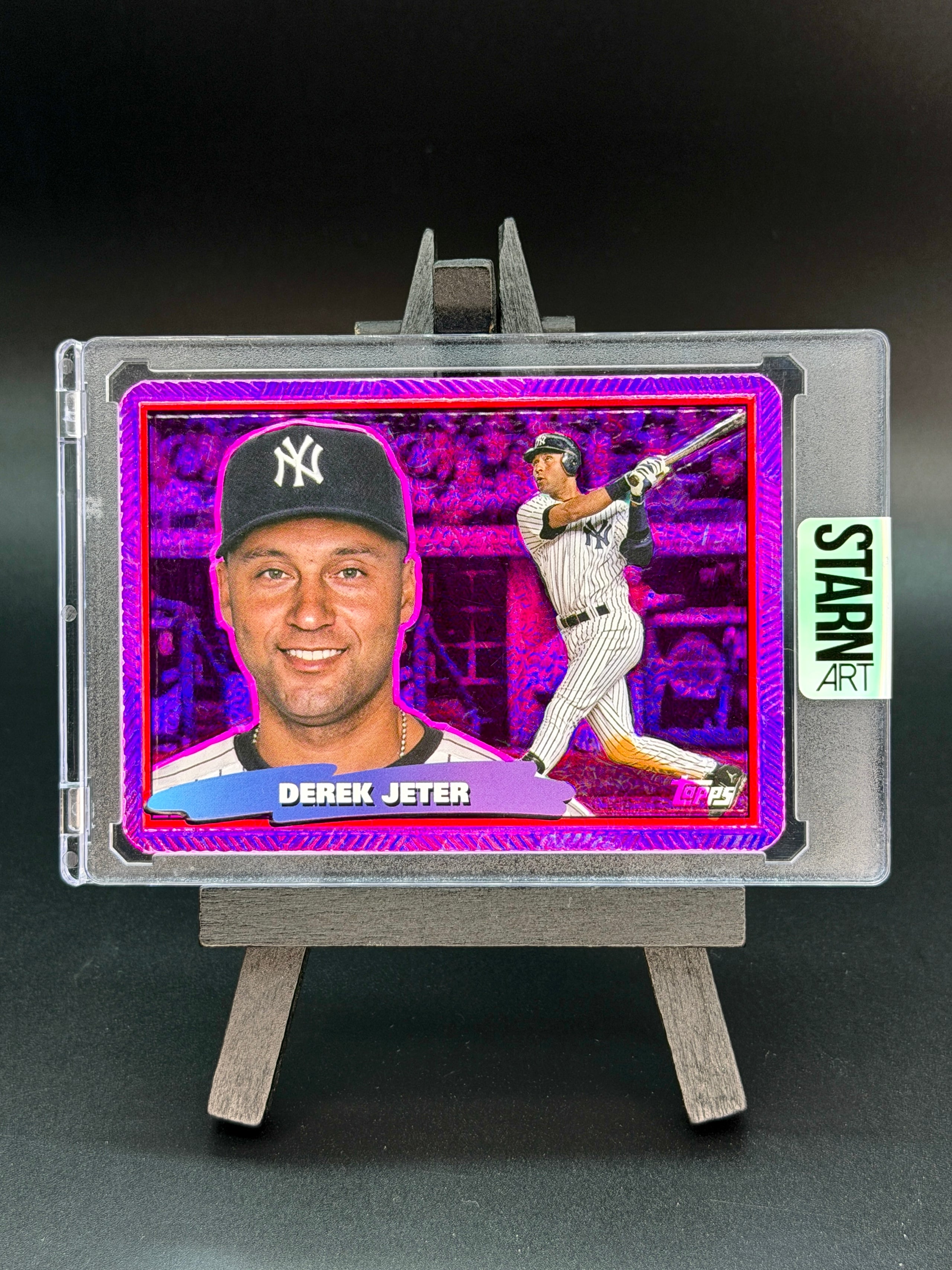 Derek Jeter Custom 1/1 Baseball Card Art - Painted and Embossed