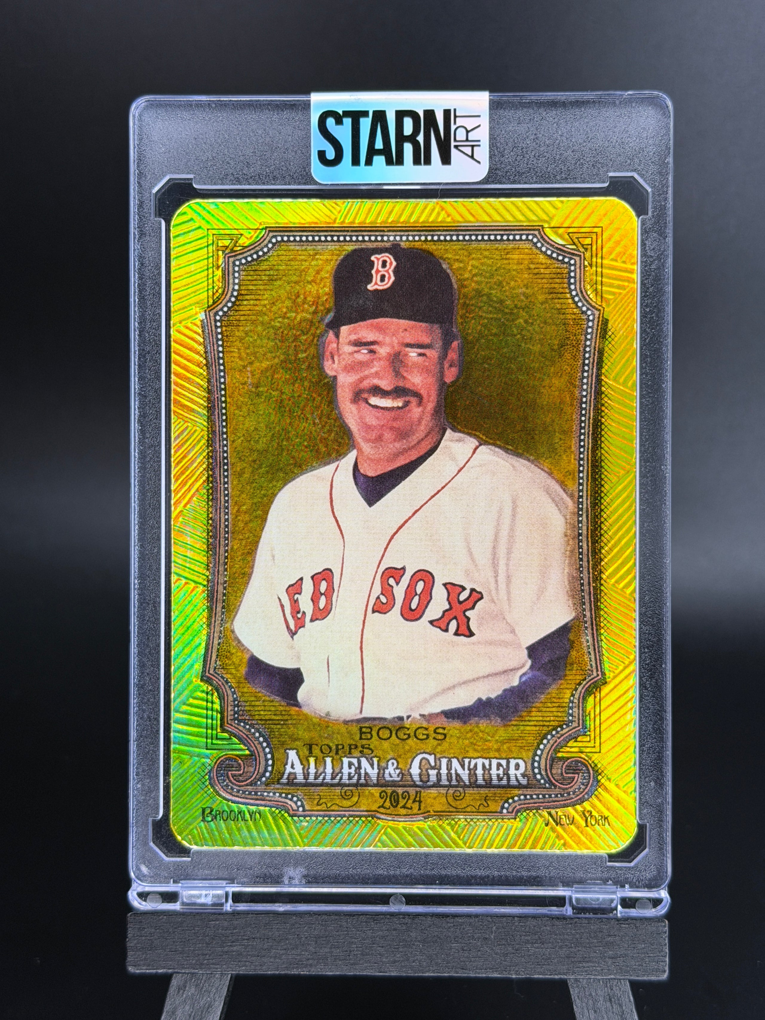Wade Boggs Custom 1/1 Baseball Card Art - Painted and Embossed