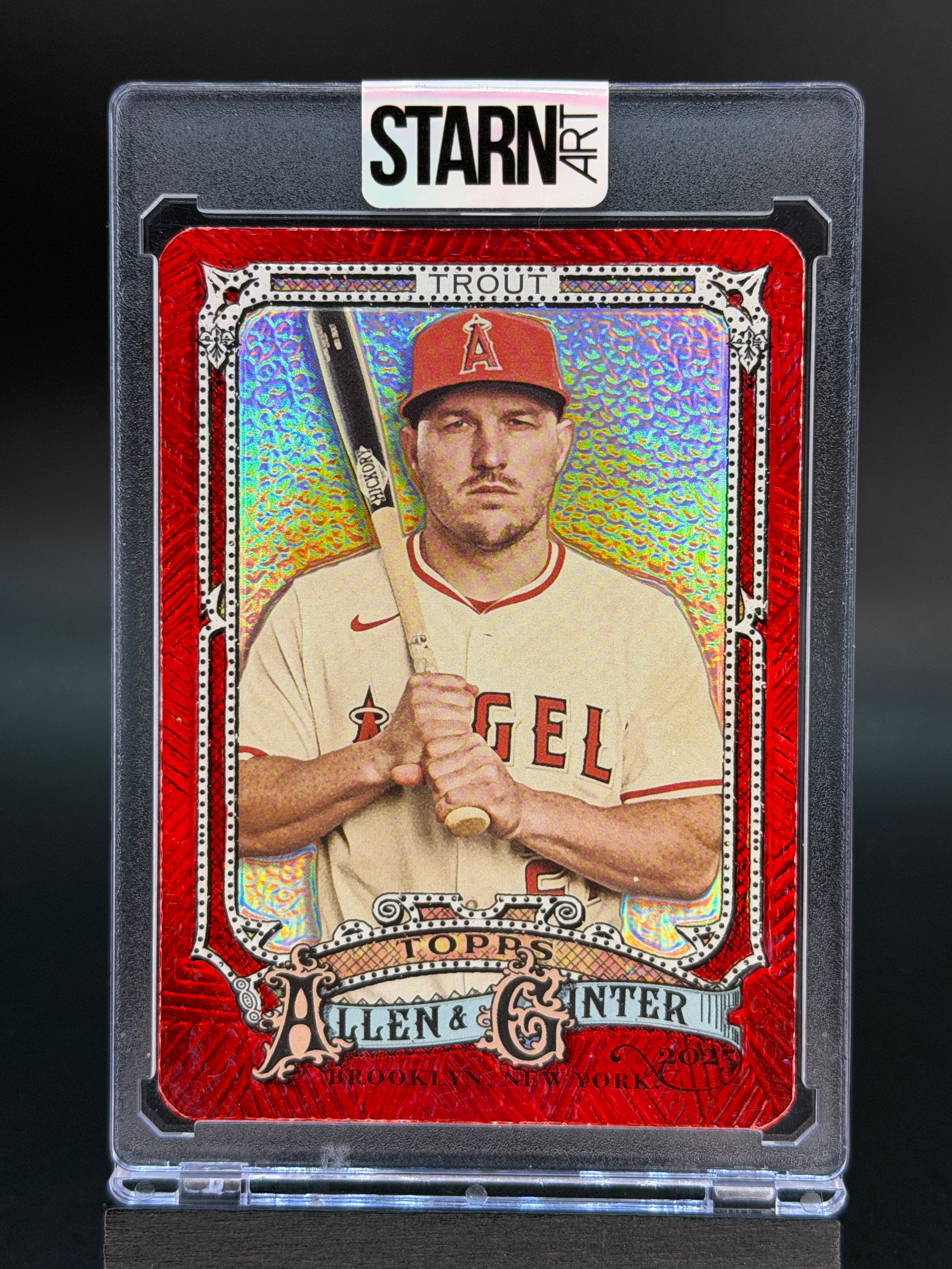Mike Trout Custom 1/1 Baseball Card Art - Painted and Embossed