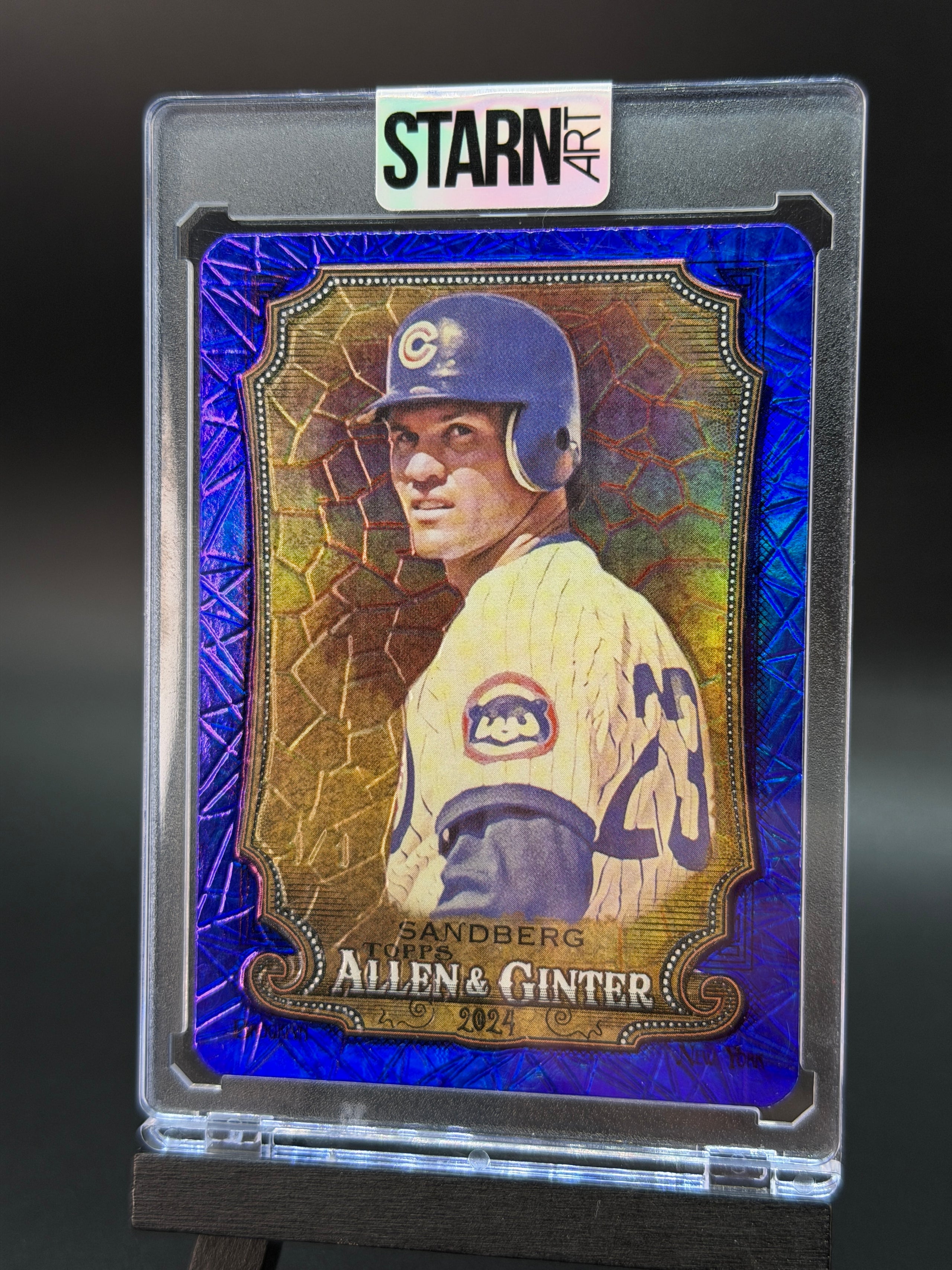 Ryne Sandberg Custom 1/1 Baseball Card Art - Painted and Embossed