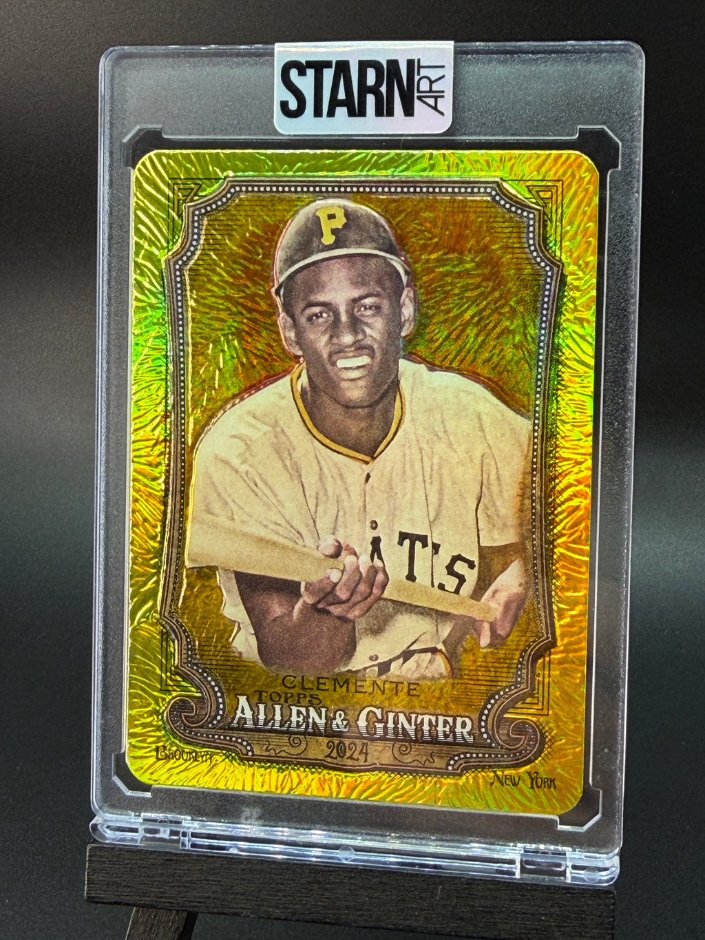 Roberto Clemente Custom 1/1 Baseball Card Art - Painted and Embossed