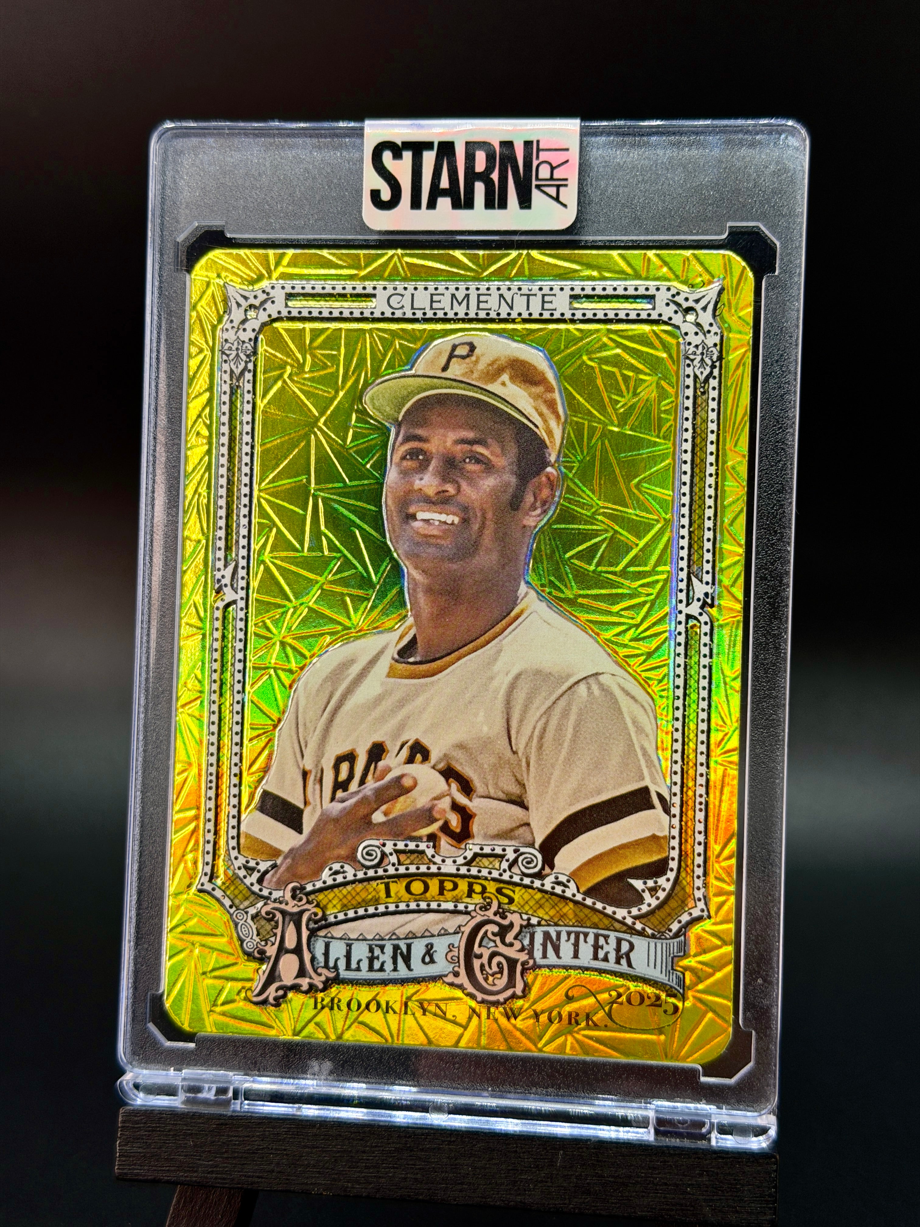 Roberto Clemente Custom 1/1 Baseball Card Art - Painted and Embossed
