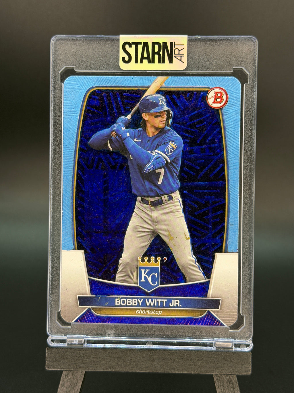 Bobby Witt Jr. Custom 1/1 Baseball Card Art - Painted and Embossed