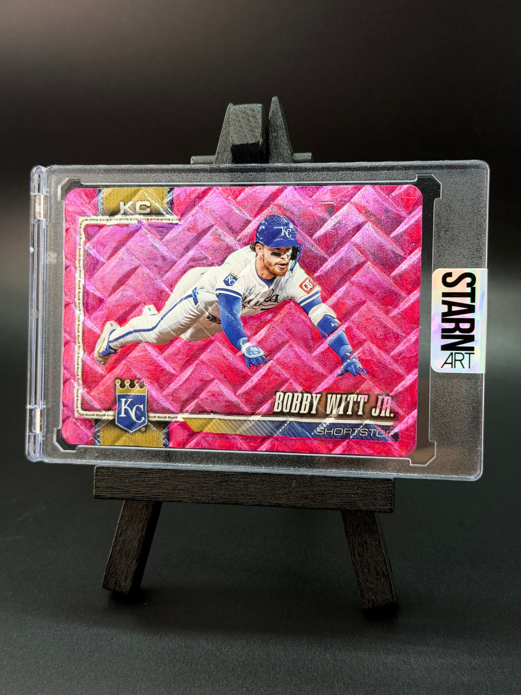 Bobby Witt Jr. Custom 1/1 Baseball Card Art - Painted and Embossed