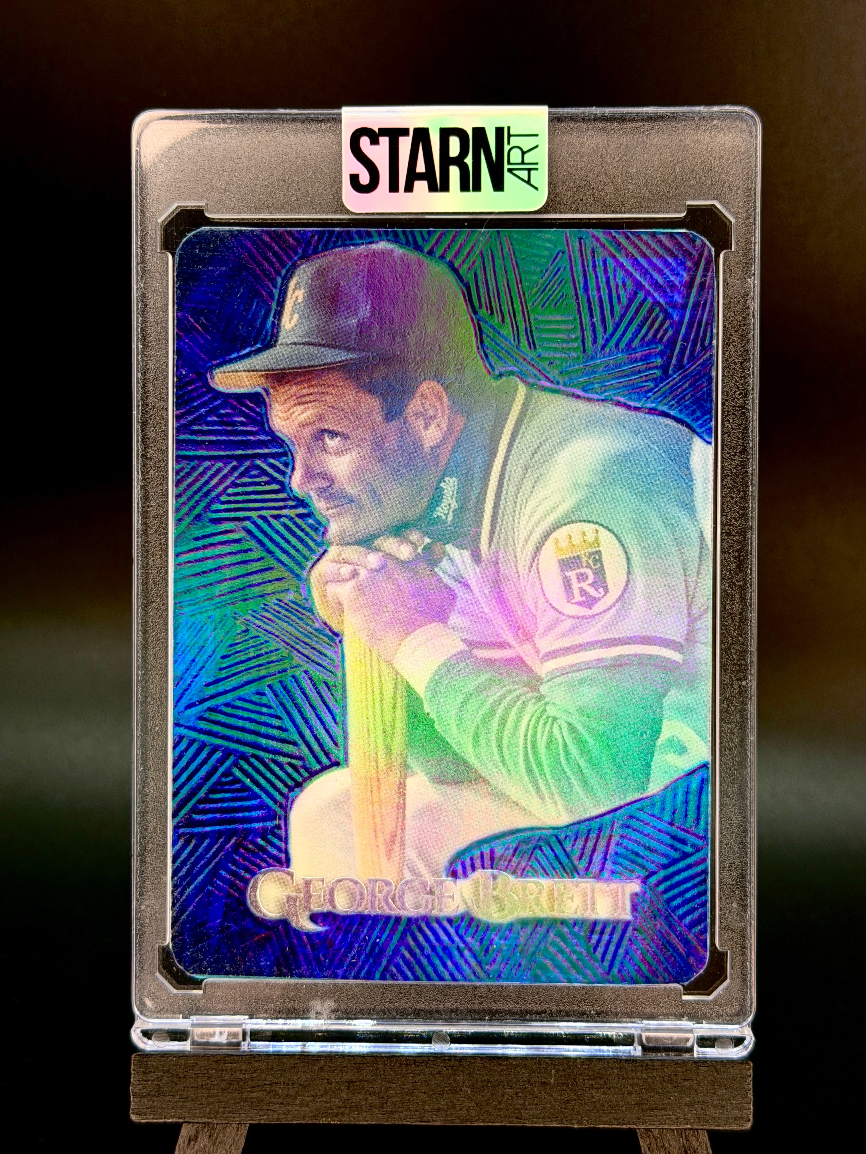 George Brett Custom 1/1 Baseball Card Art - Painted and Embossed