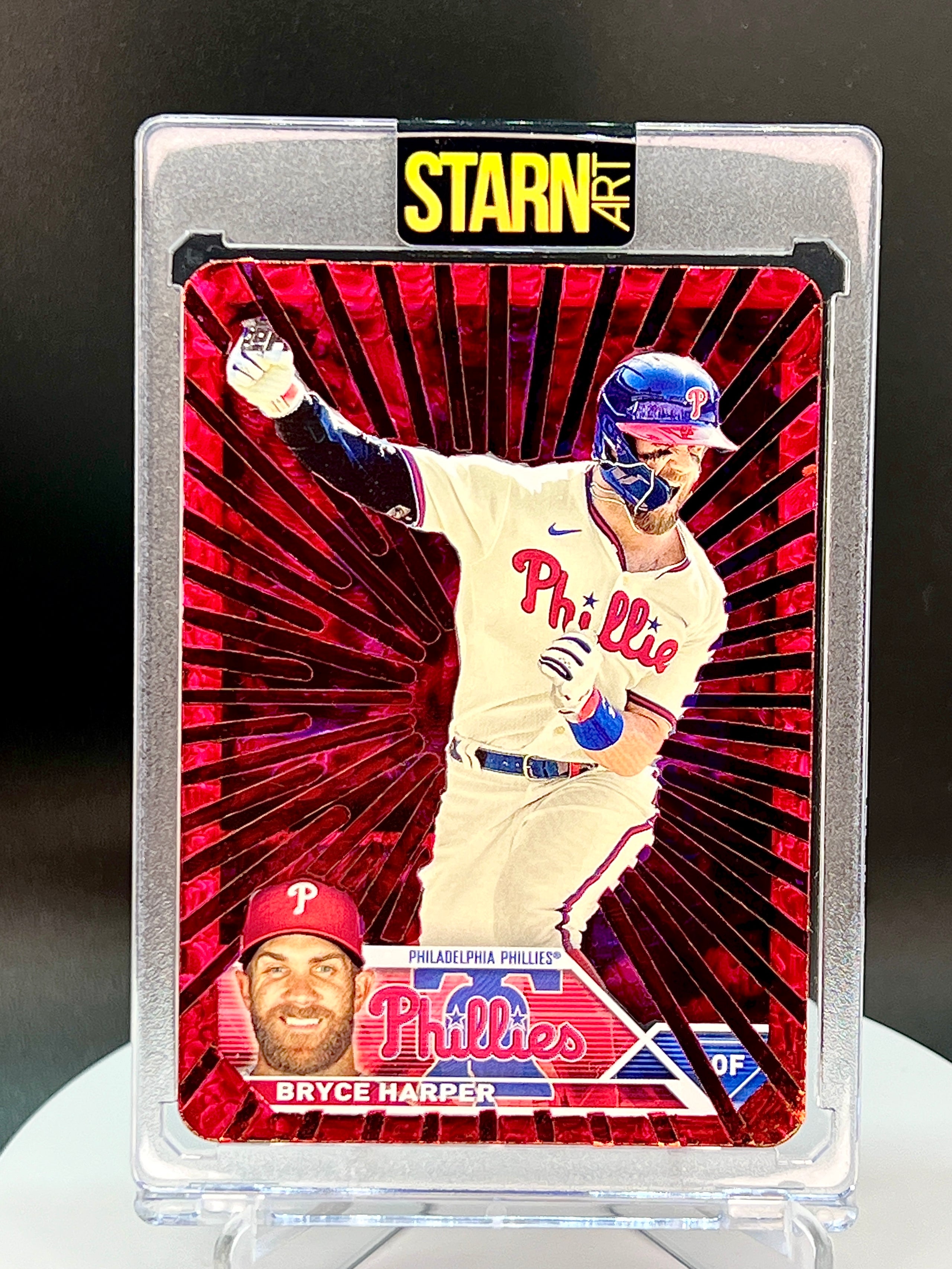 Bryce Harper Custom 1/1 Baseball Card Art - Painted and Embossed