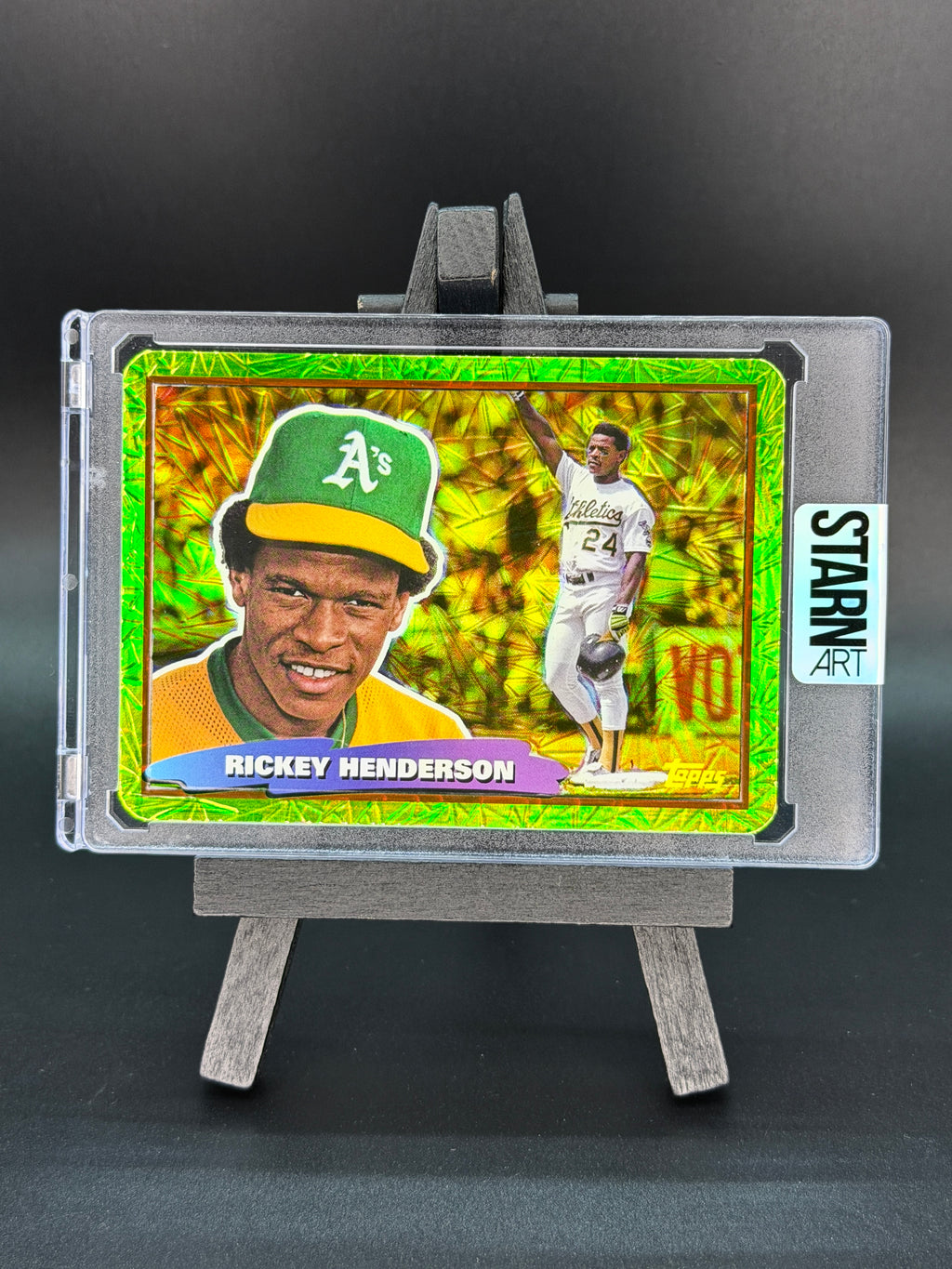 Rickey Henderson Custom 1/1 Baseball Card Art - Painted and Embossed