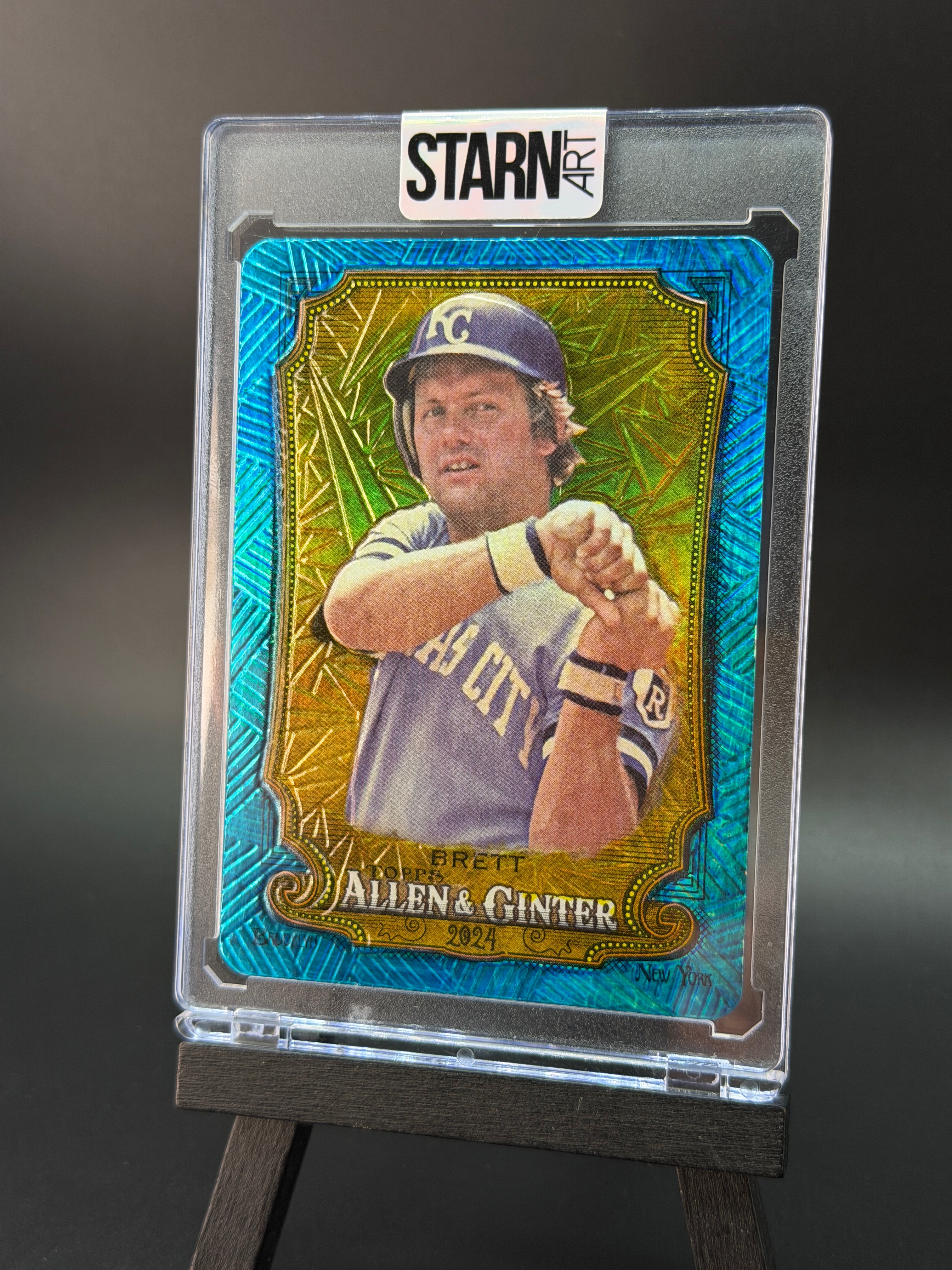George Brett Custom 1/1 Baseball Card Art - Painted and Embossed