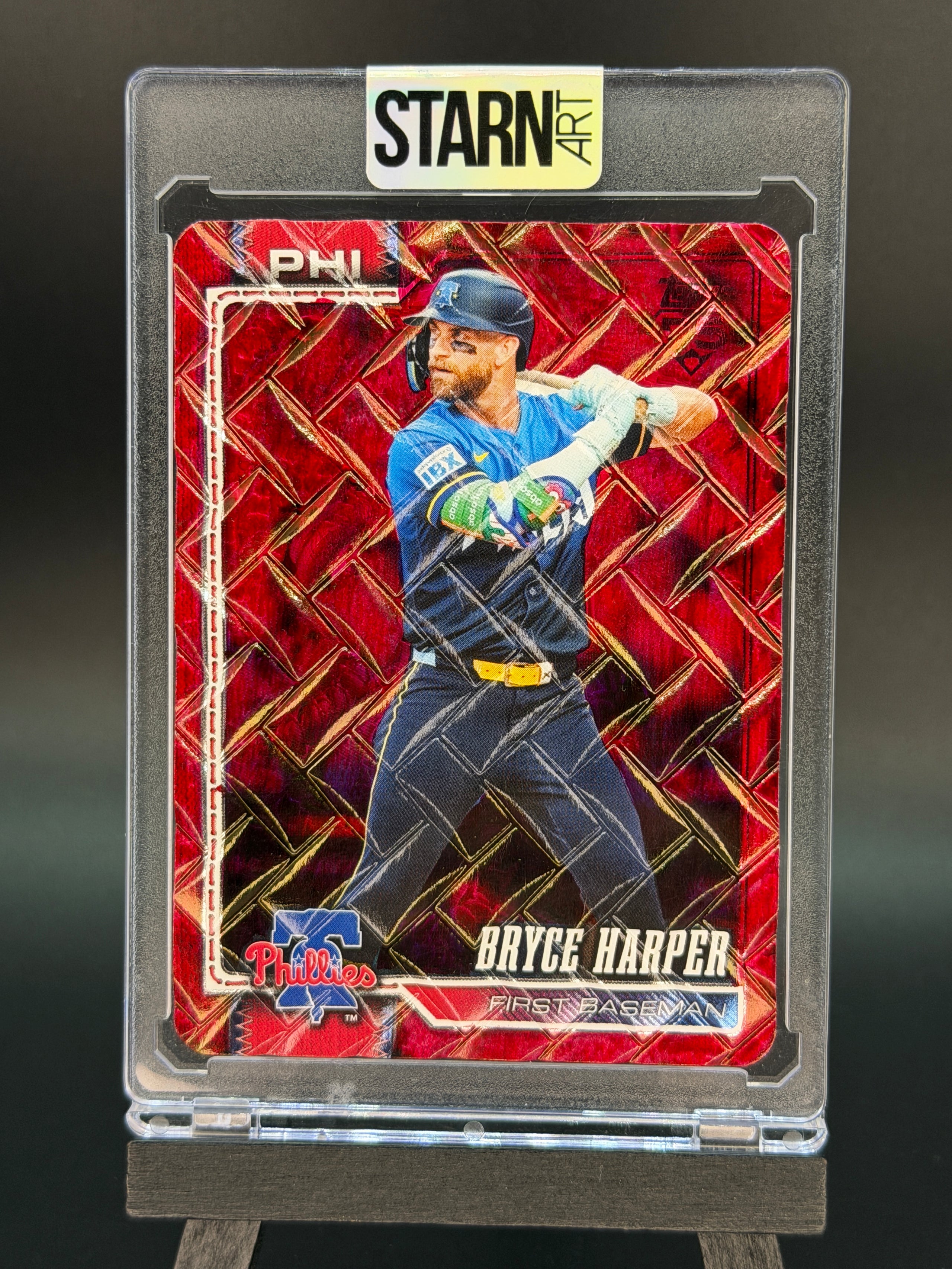 Bryce Harper Custom 1/1 Baseball Card Art - Painted and Embossed