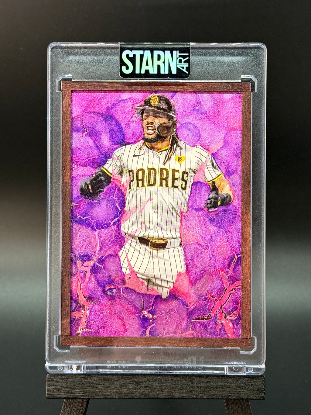 Fernando Tatis Jr. Custom 1/1 Baseball Card Art - Painted and Wood Framed
