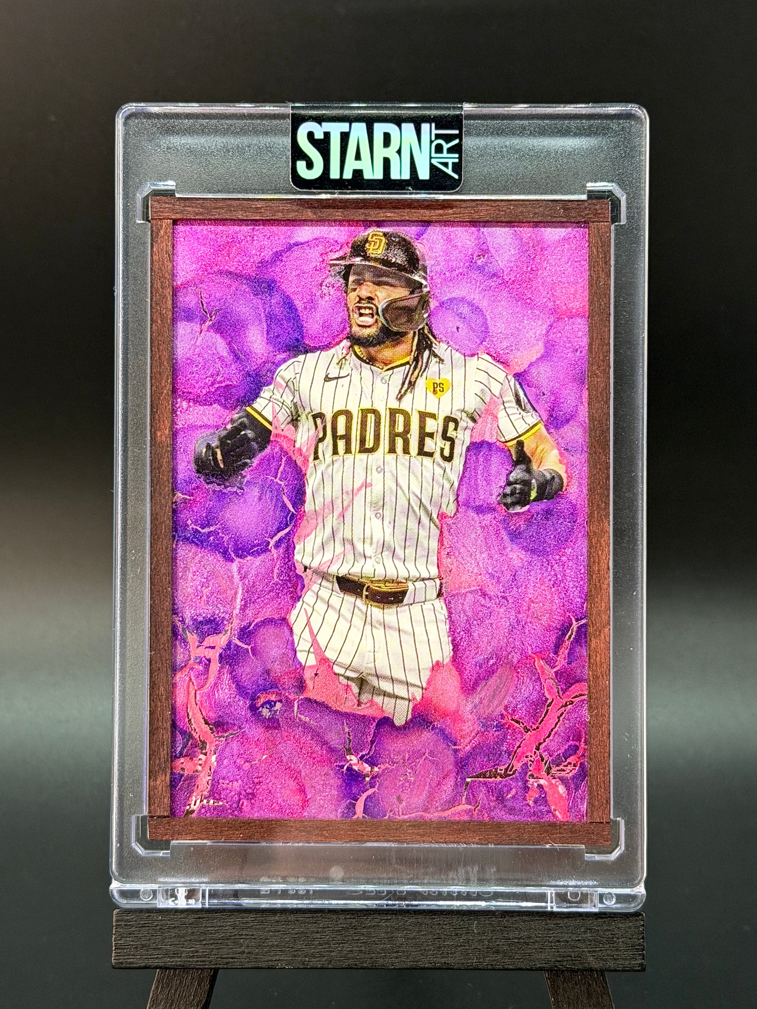 Fernando Tatis Jr. Custom 1/1 Baseball Card Art - Painted and Wood Framed