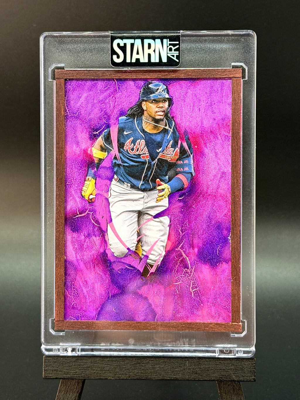 Ronald Acuna Jr. Custom 1/1 Baseball Card Art - Painted and Wood Framed