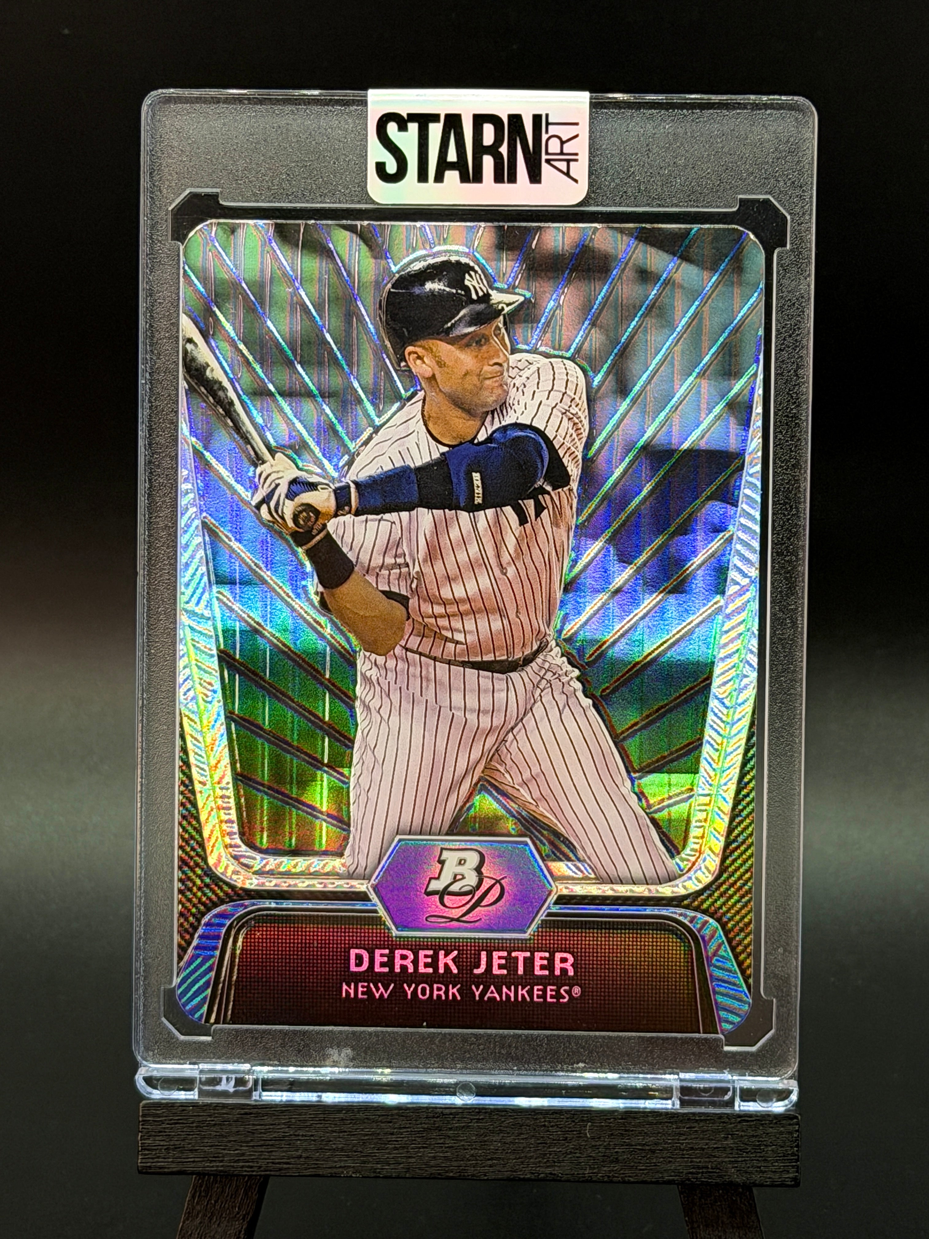Derek Jeter Custom 1/1 Baseball Card Art - Painted and Embossed