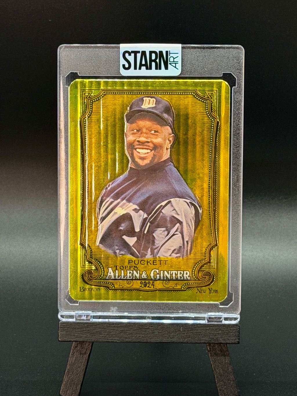 Kirby Puckett Custom 1/1 Baseball Card Art - Painted and Embossed