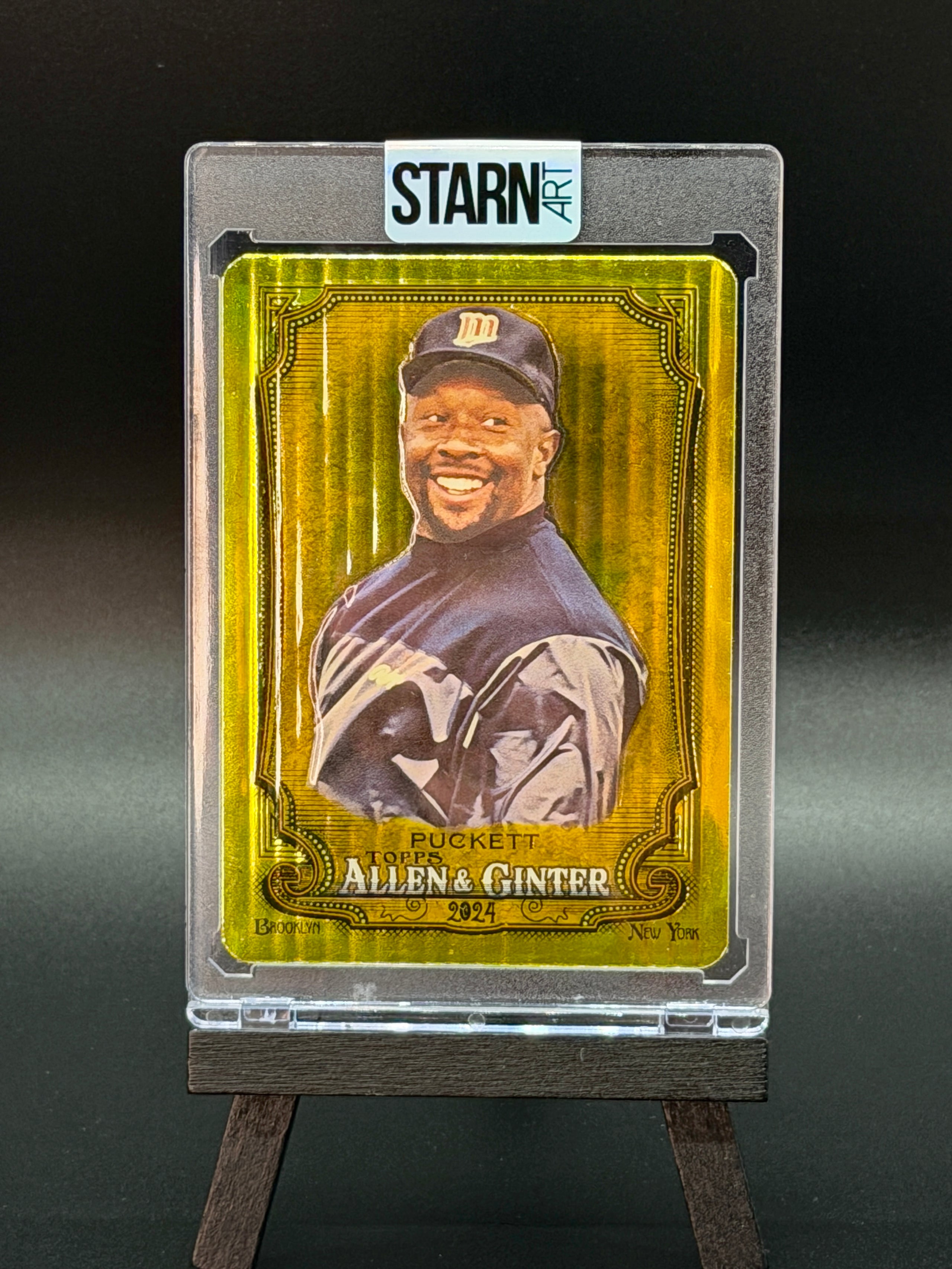 Kirby Puckett Custom 1/1 Baseball Card Art - Painted and Embossed