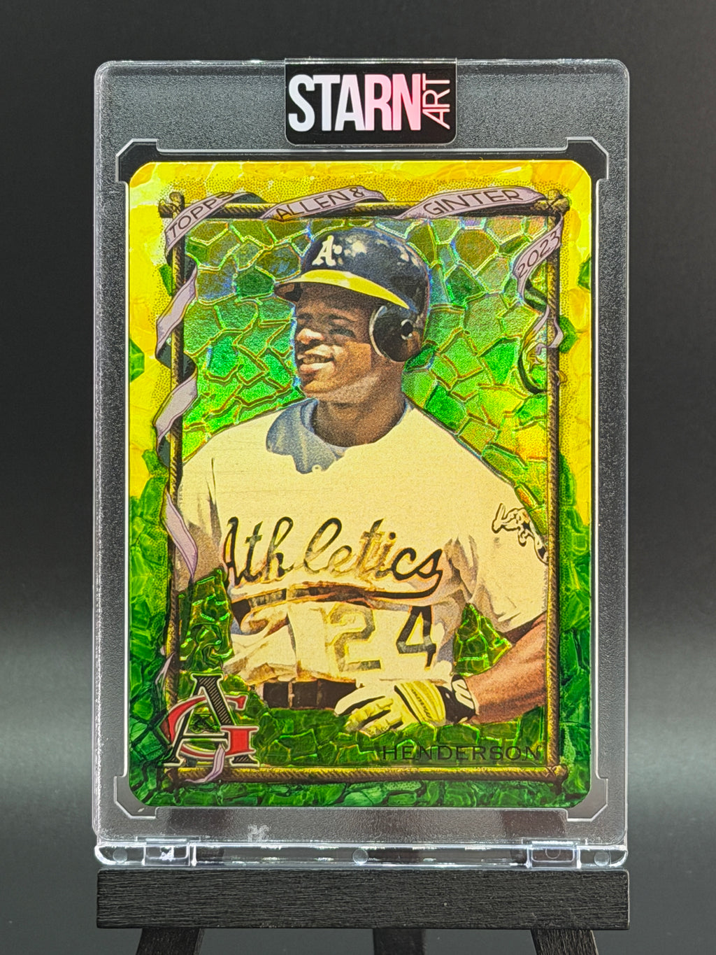 Rickey Henderson Custom 1/1 Baseball Card Art - Painted and Embossed