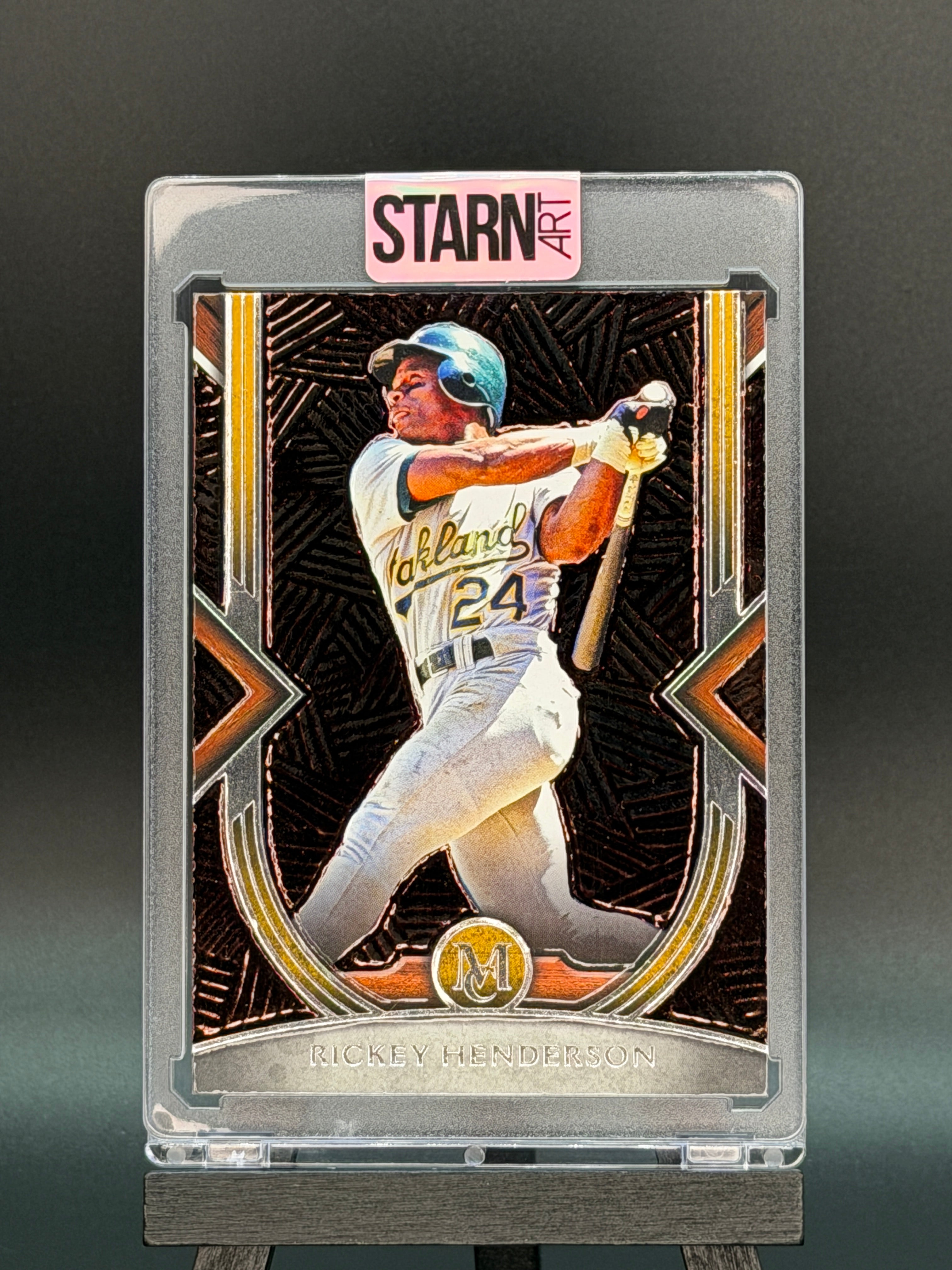 Rickey Henderson Custom 1/1 Baseball Card Art - Painted and Embossed