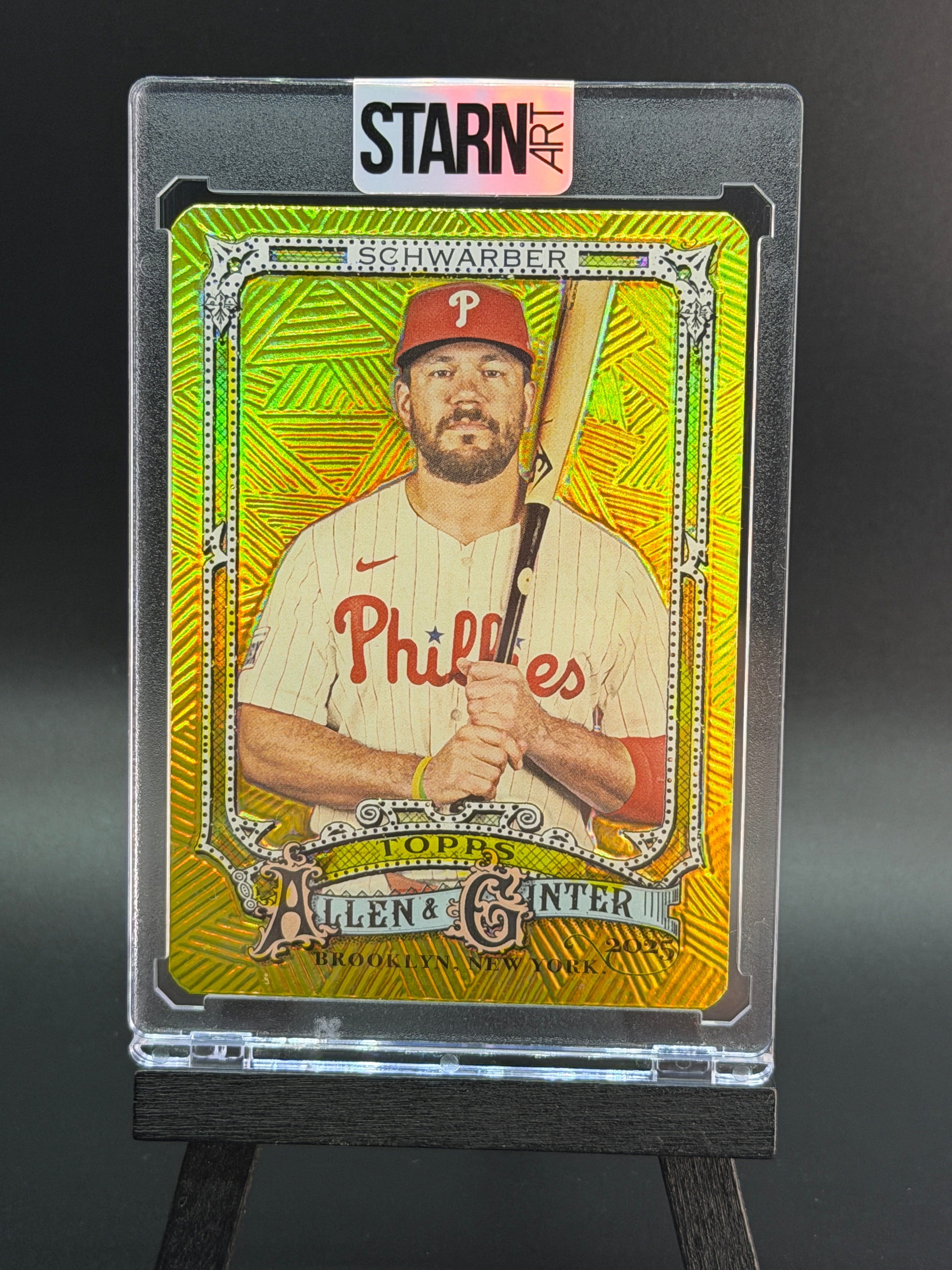 Kyle Schwarber Custom 1/1 Baseball Card Art - Painted and Embossed