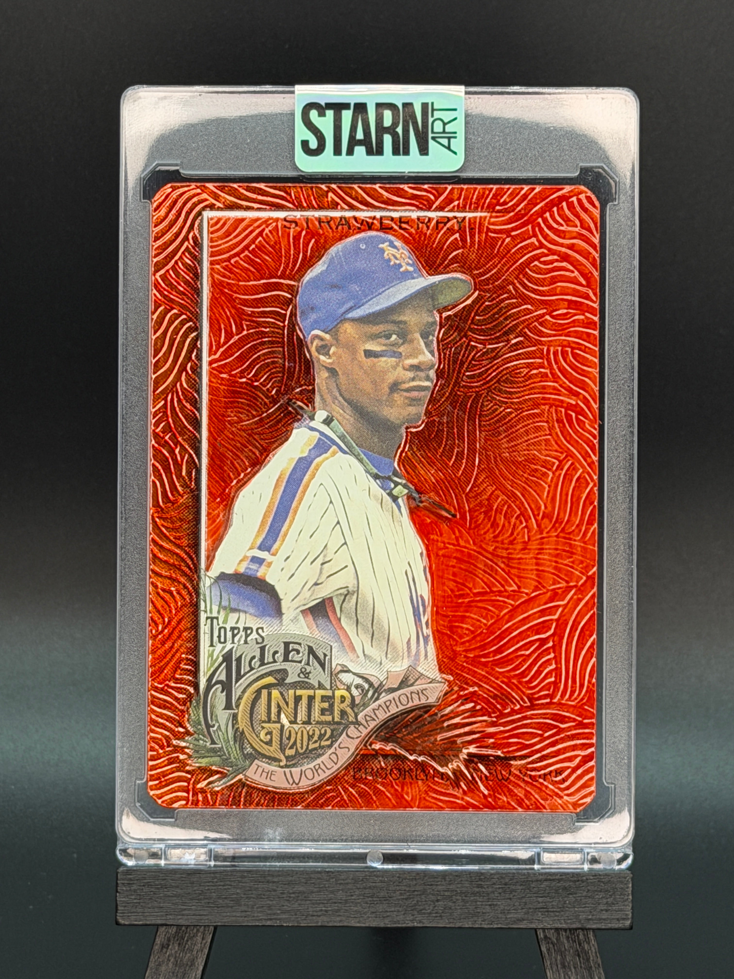 Darryl Strawberry Custom 1/1 Baseball Card Art - Painted and Embossed