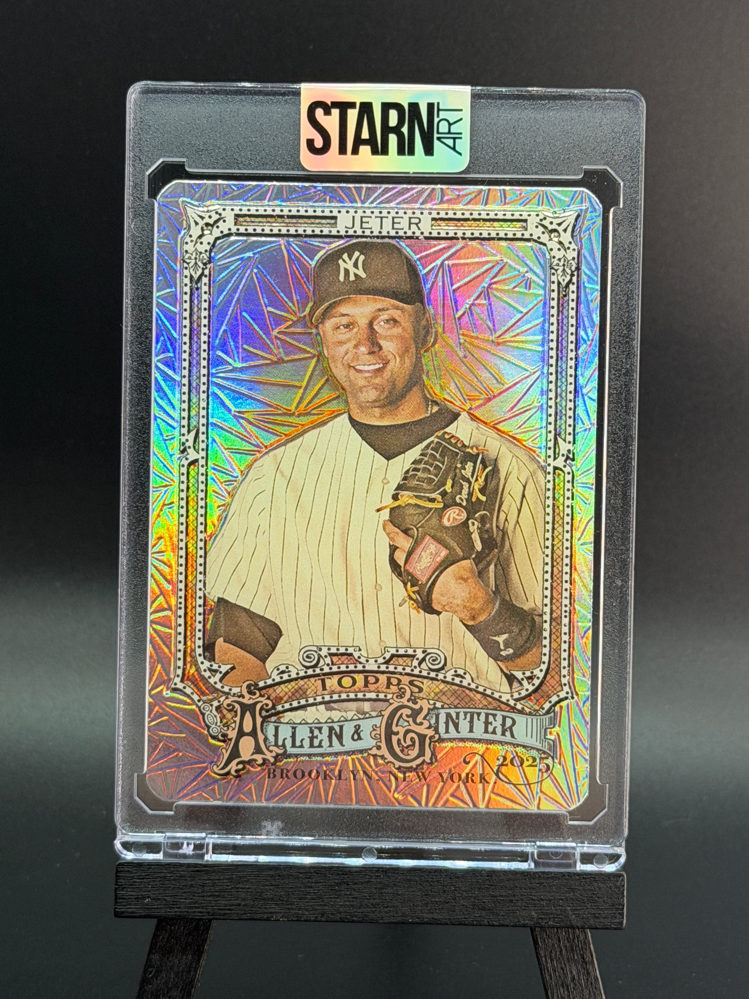 Derek Jeter Custom 1/1 Baseball Card Art - Painted and Embossed