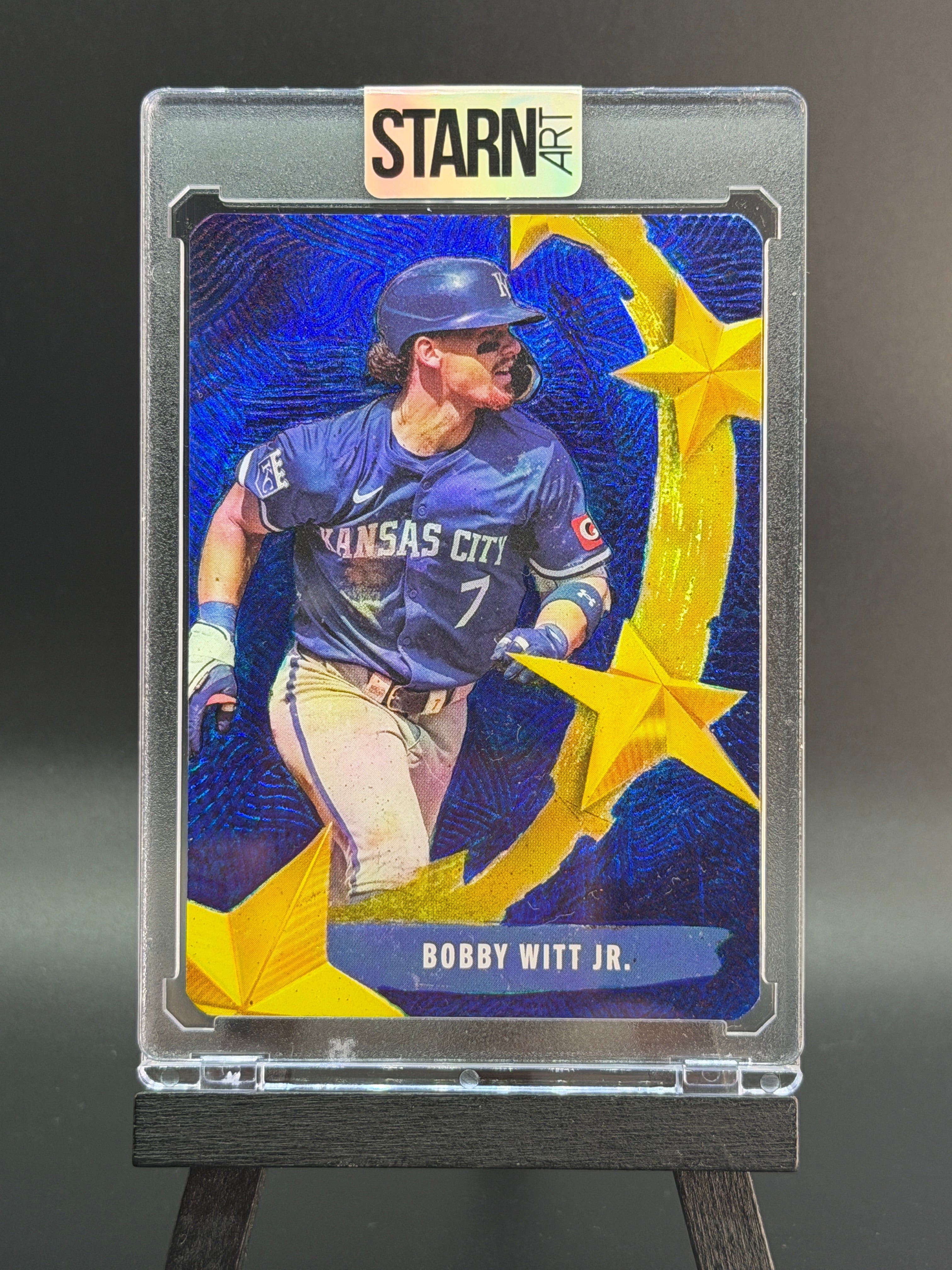 Bobby Witt Jr. Custom 1/1 Baseball Card Art - Painted and Embossed