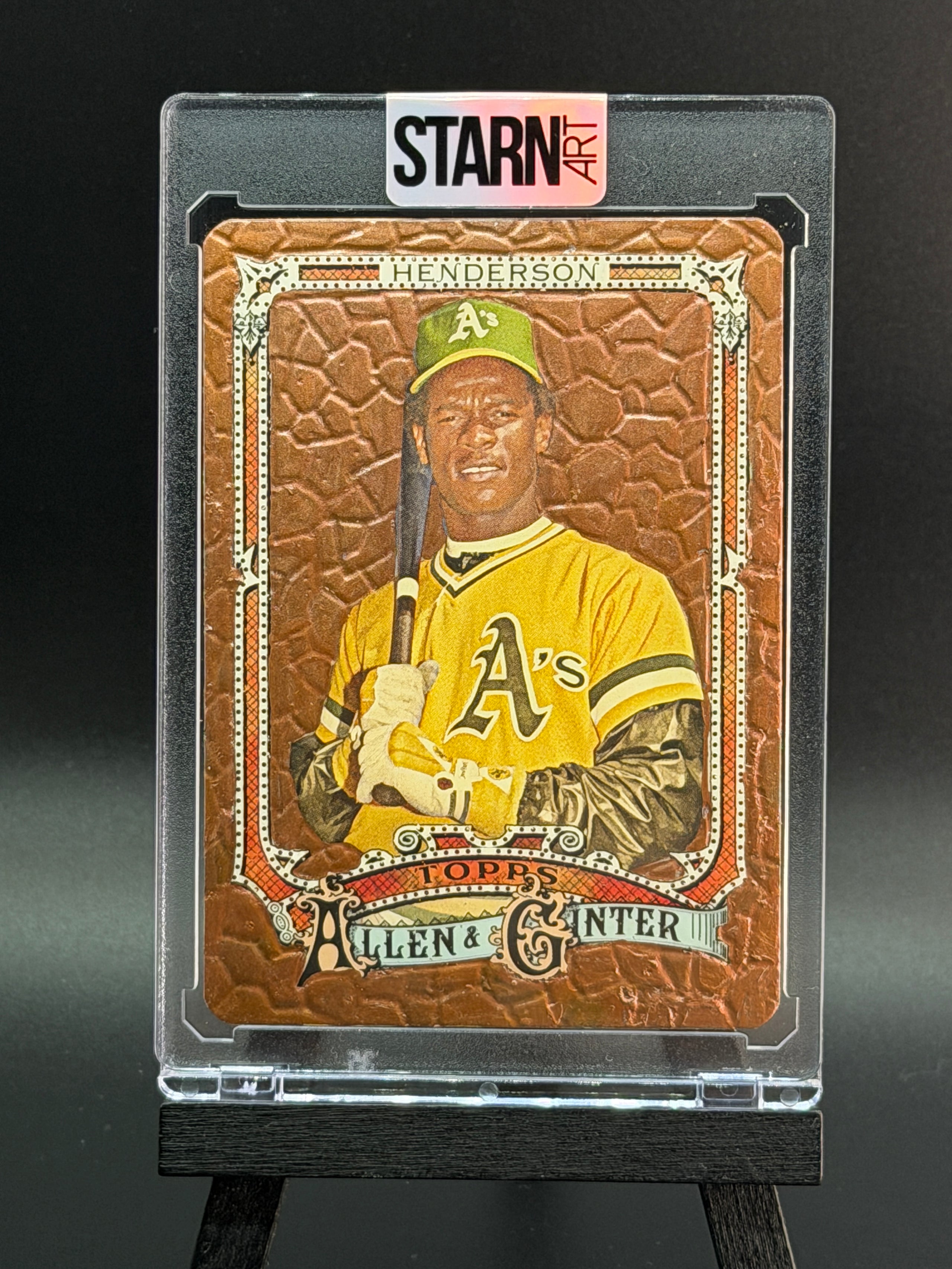 Rickey Henderson Custom 1/1 Baseball Card Art - Painted and Embossed