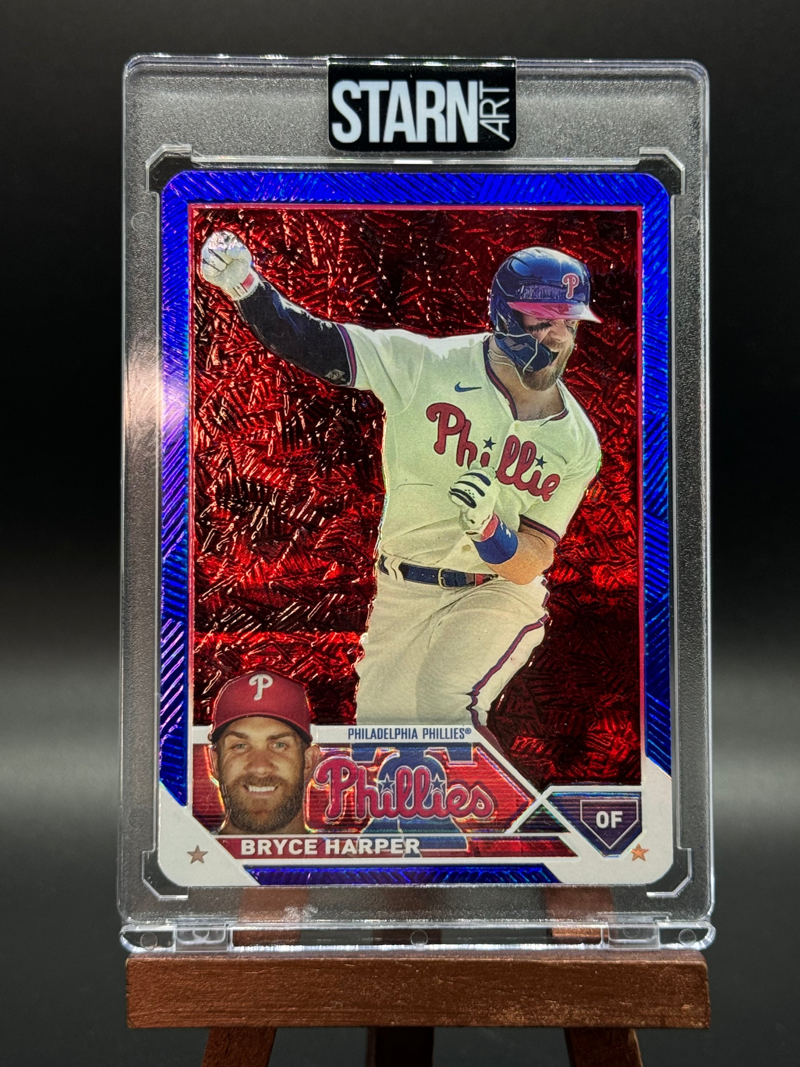 Bryce Harper Custom 1/1 Baseball Card Art - Painted and Embossed