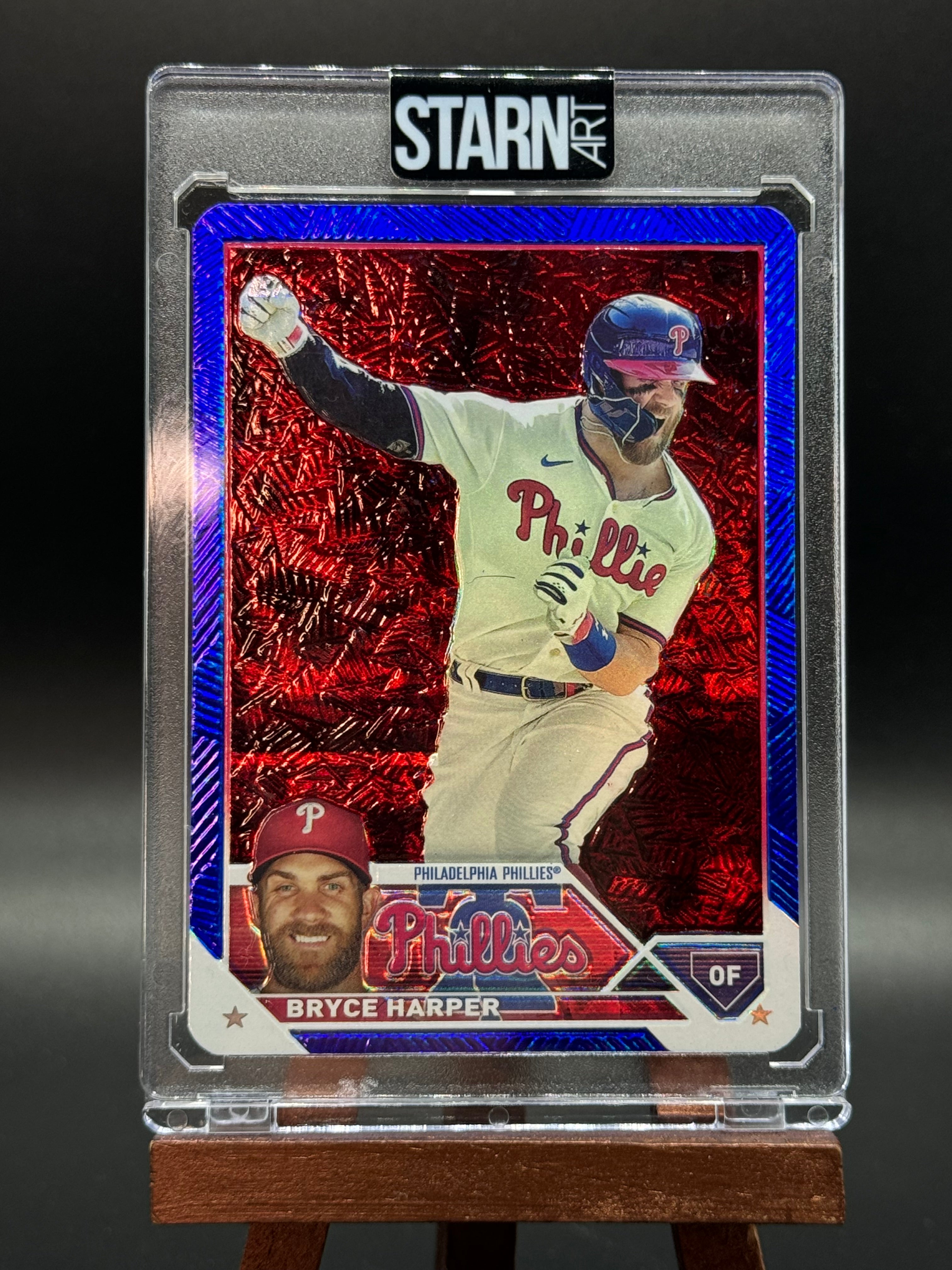 Bryce Harper Custom 1/1 Baseball Card Art - Painted and Embossed