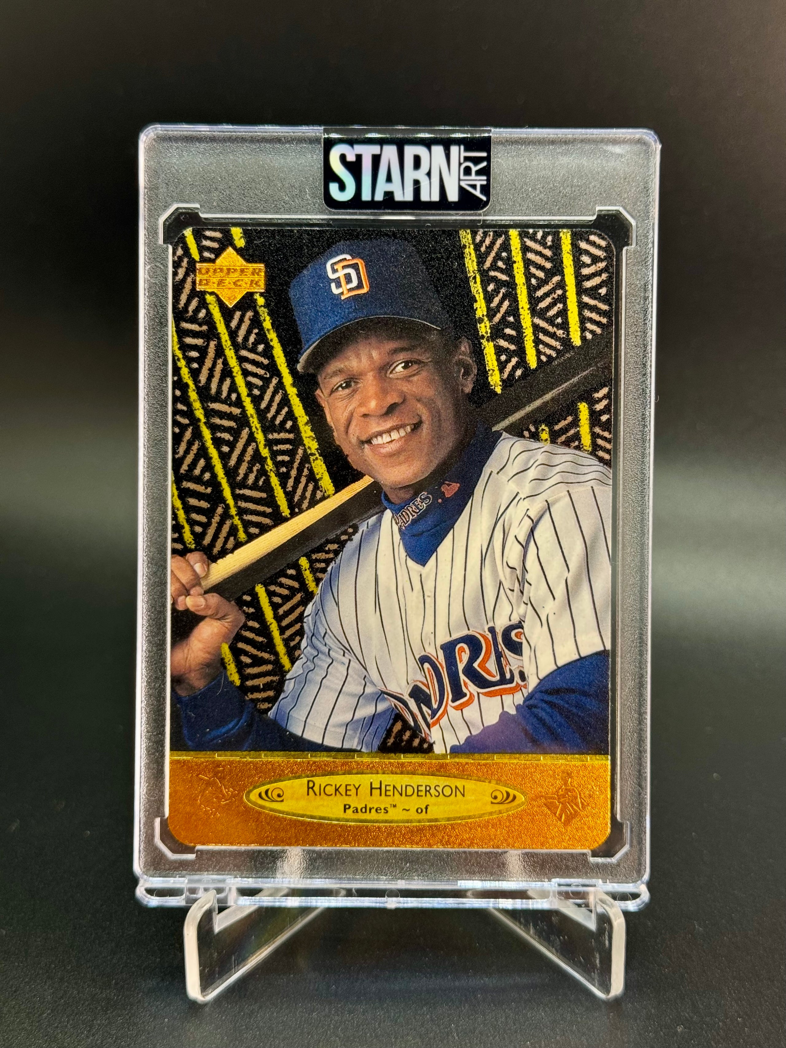 Rickey Henderson Custom 1/1 Baseball Card Art - Painted and Embossed