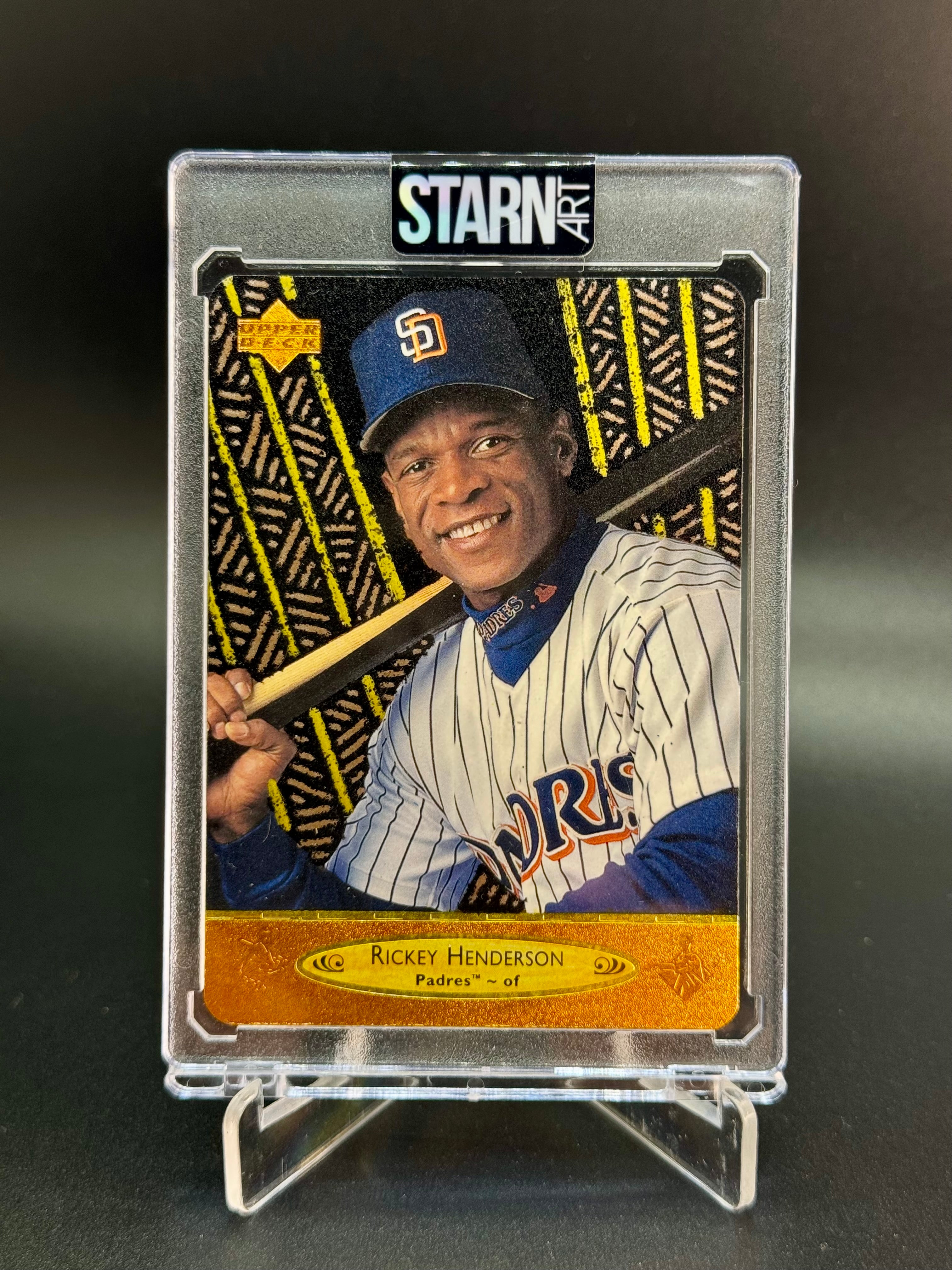 Rickey Henderson Custom 1/1 Baseball Card Art - Painted and Embossed