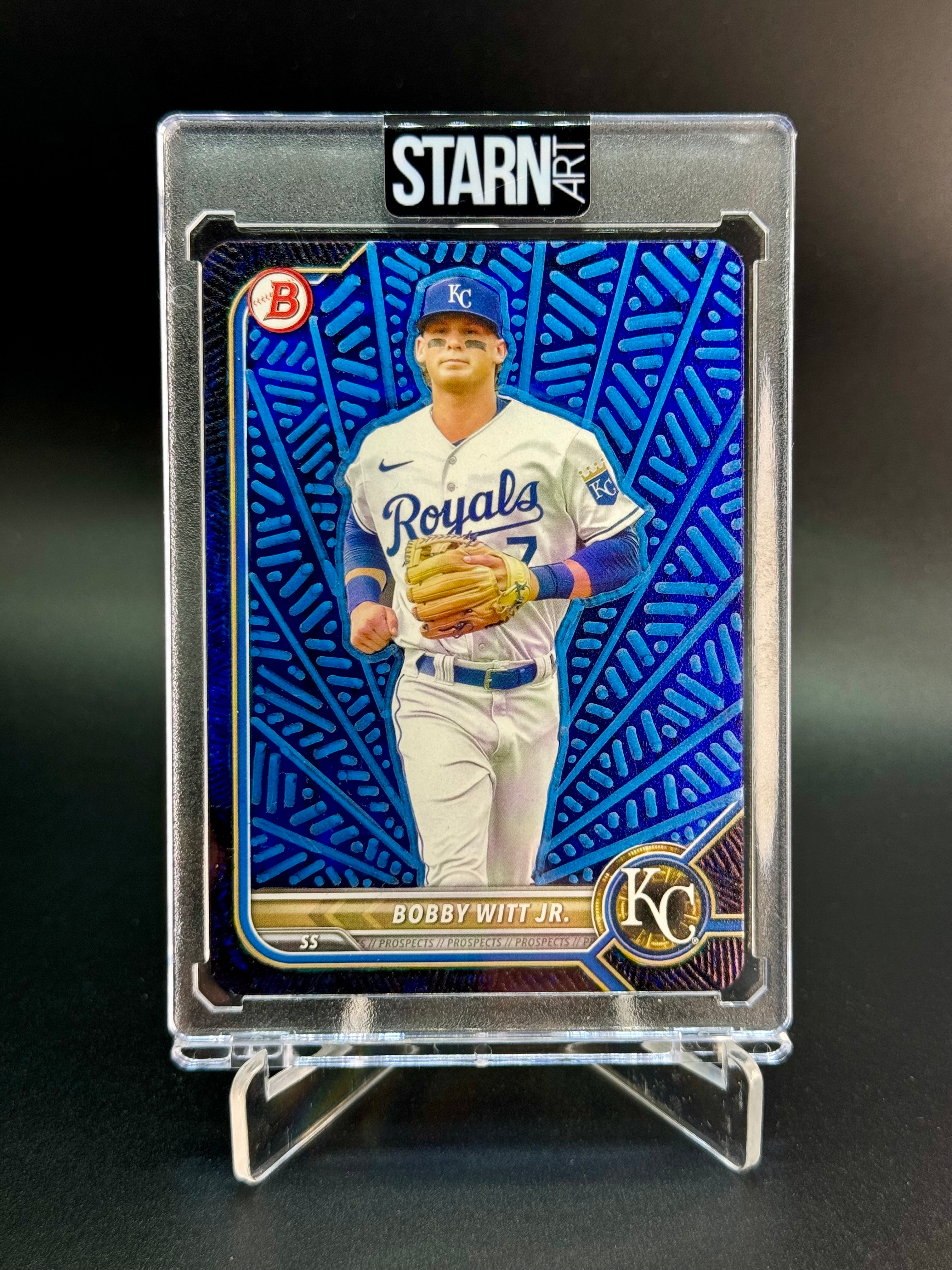 Bobby Witt Jr. Custom 1/1 Baseball Card Art - Painted and Embossed