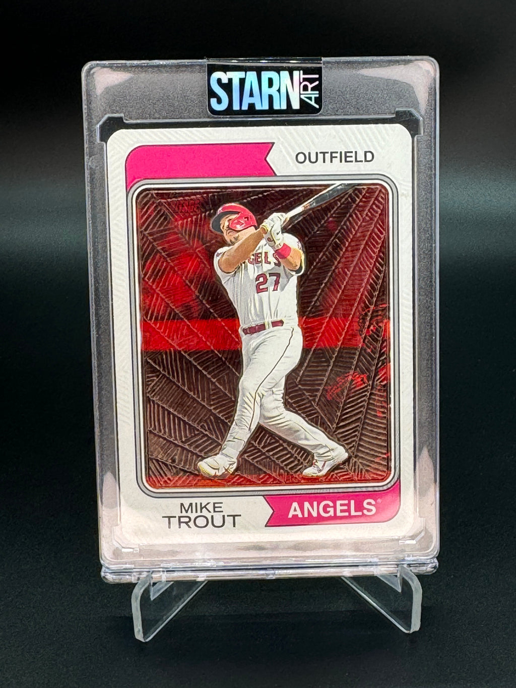 Mike Trout Custom 1/1 Baseball Card Art - Painted and Embossed