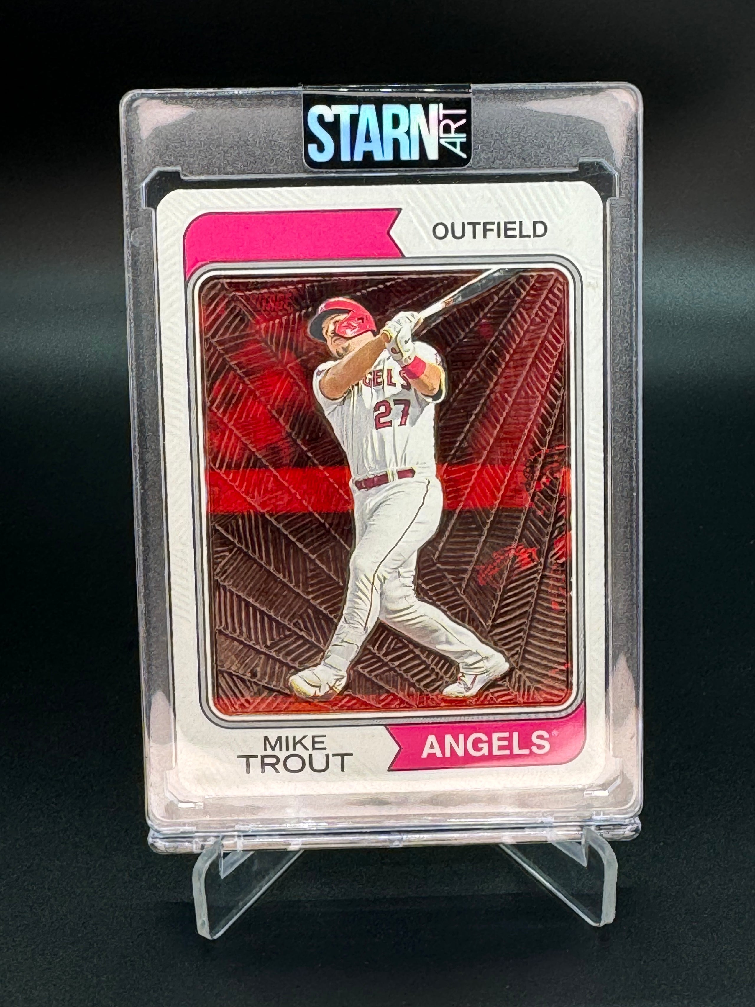 Mike Trout Custom 1/1 Baseball Card Art - Painted and Embossed