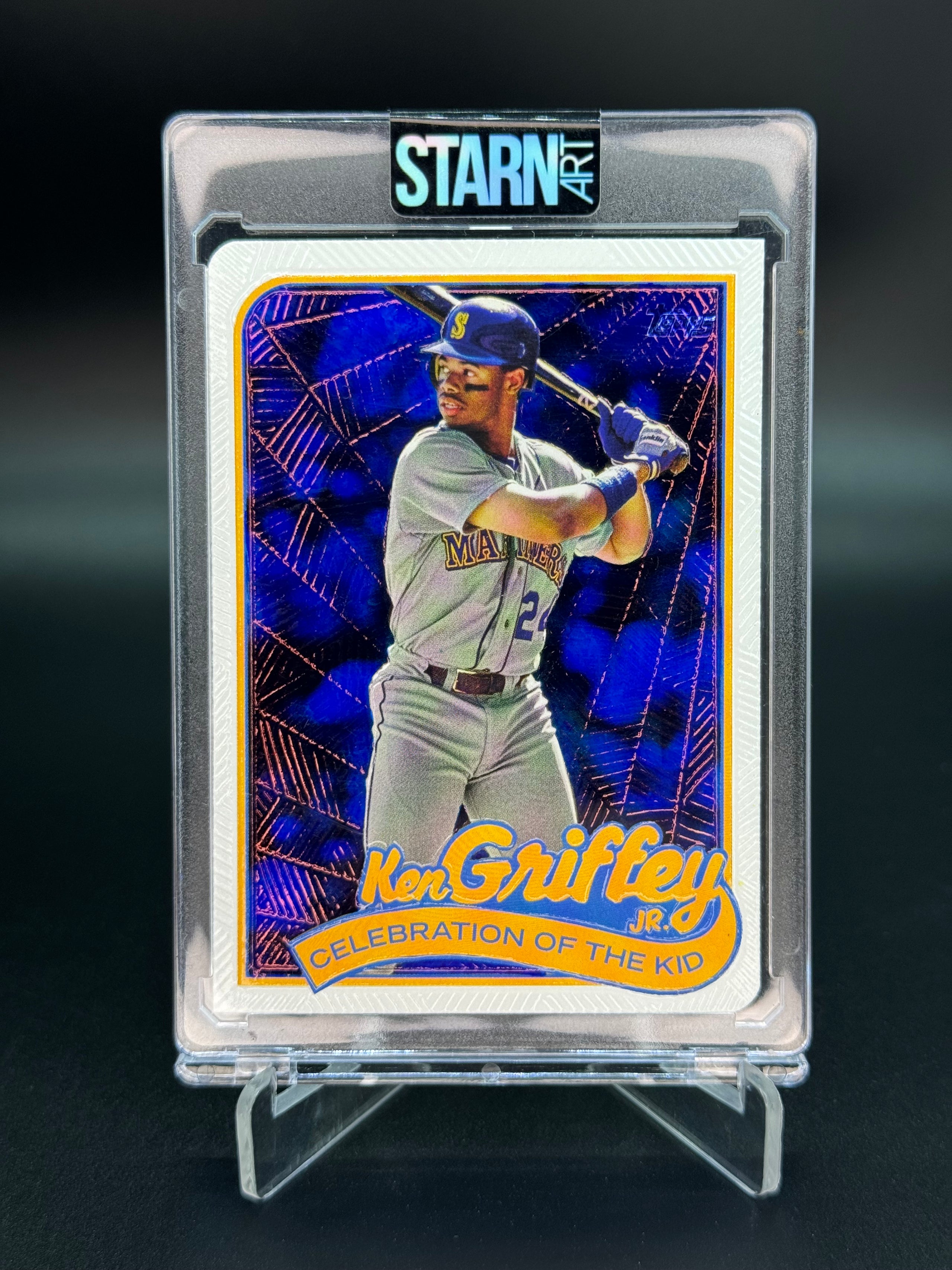 Ken Griffey Jr. Custom Embossed and Painted 1/1 Baseball Card Art