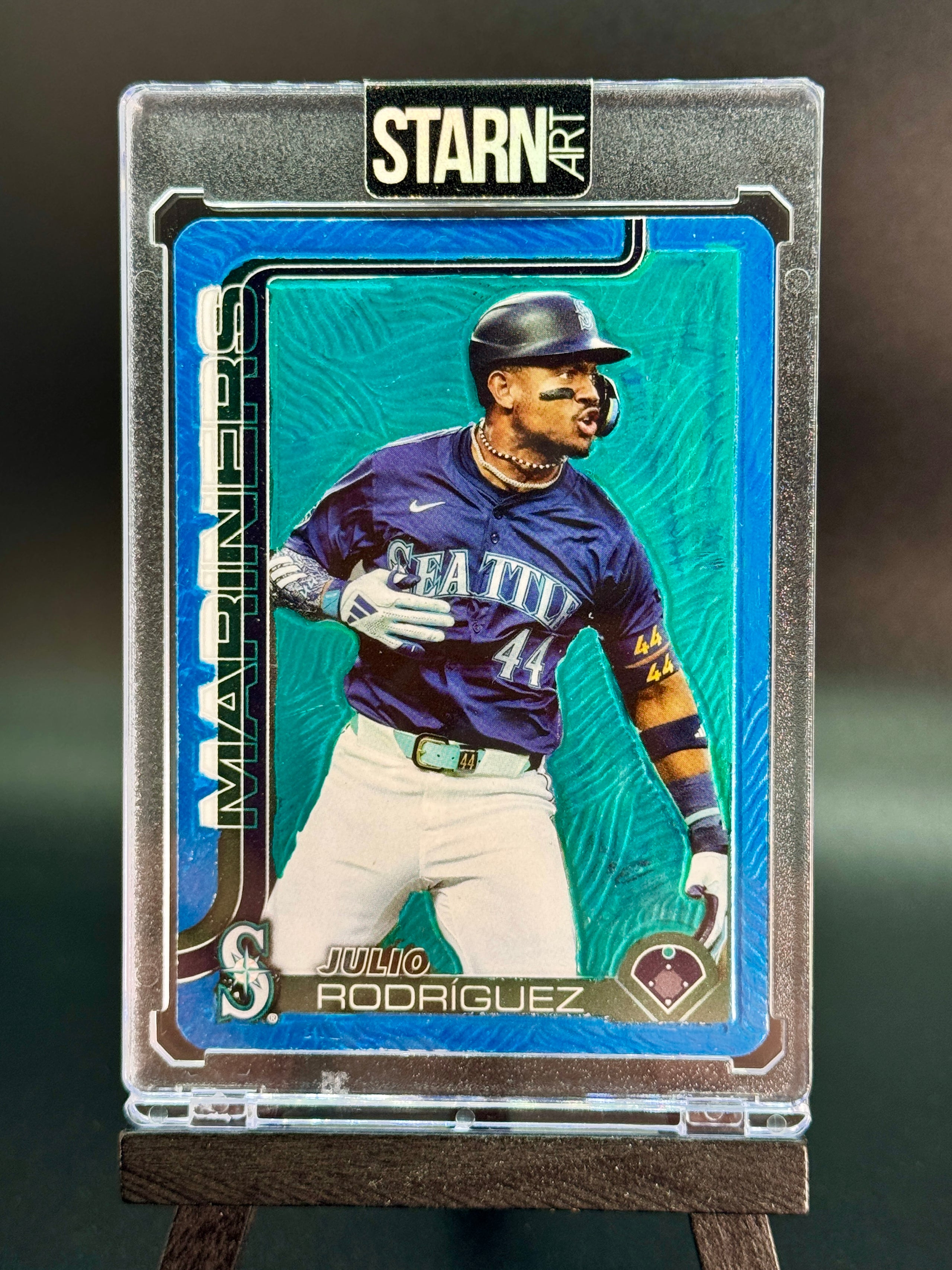Julio Rodriguez Custom 1/1 Baseball Card Art - Painted and Embossed