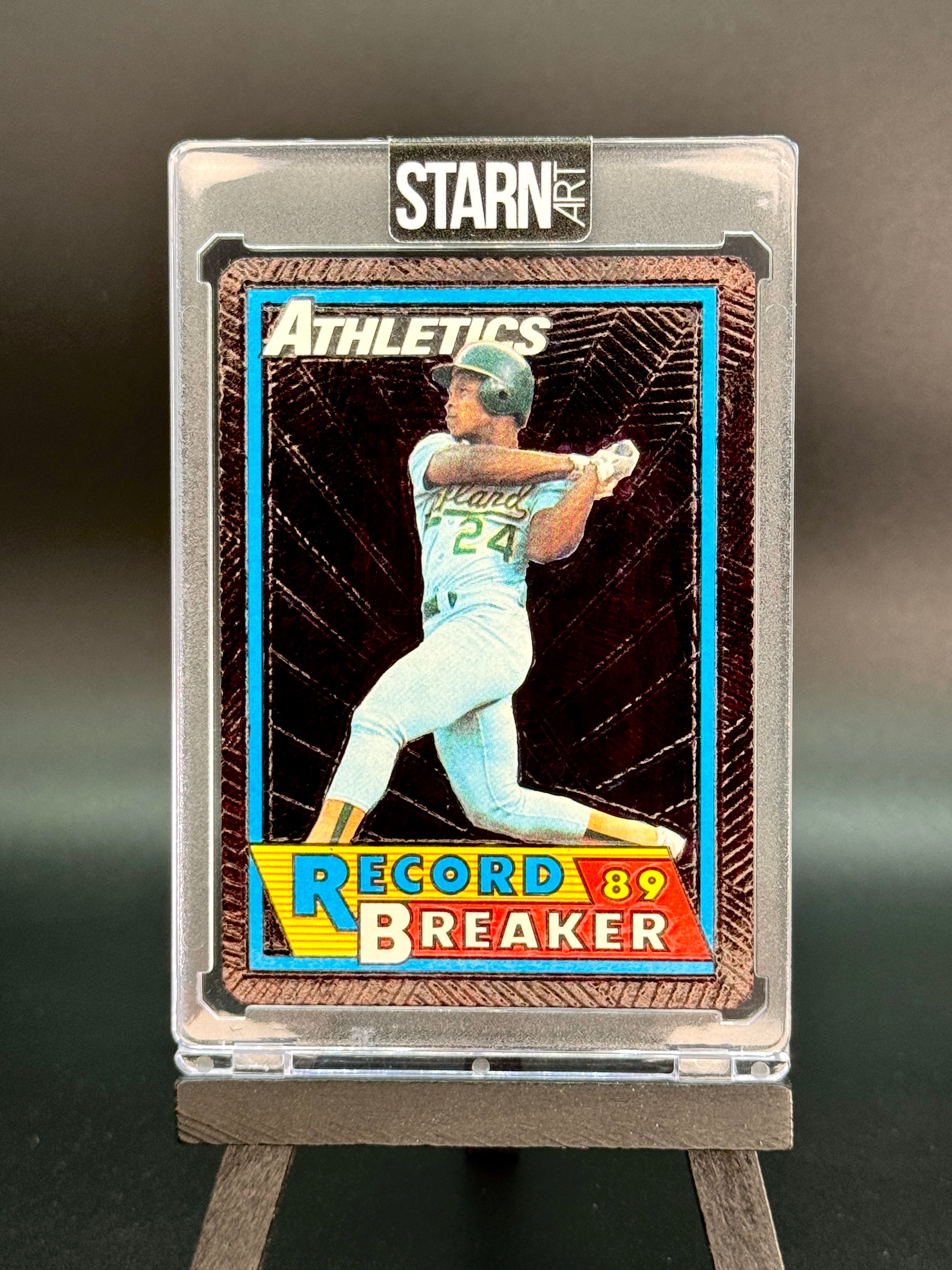 Rickey Henderson Custom 1/1 Baseball Card Art - Painted and Embossed