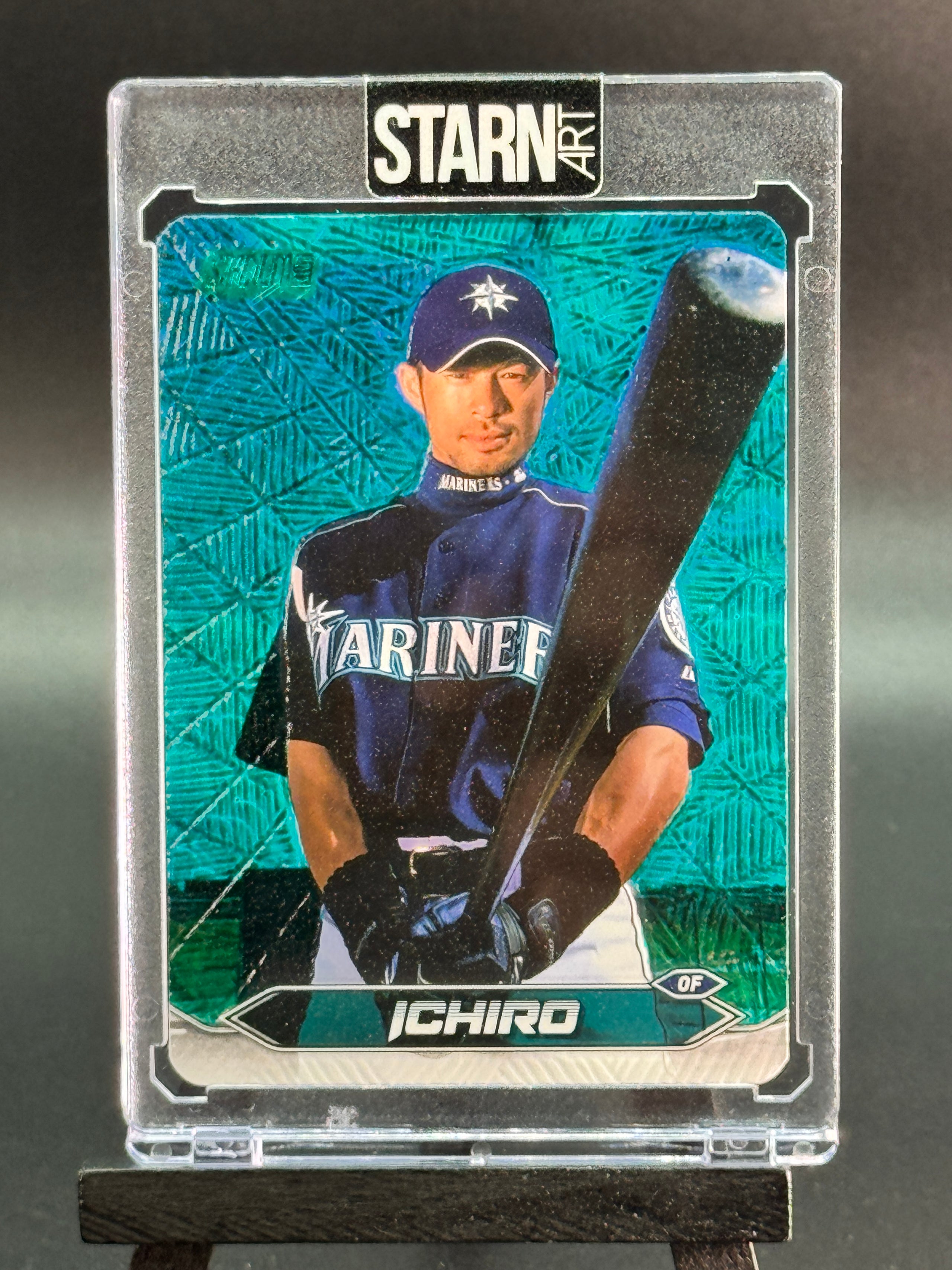 Ichiro Custom 1/1 Baseball Card Art - Painted and Embossed