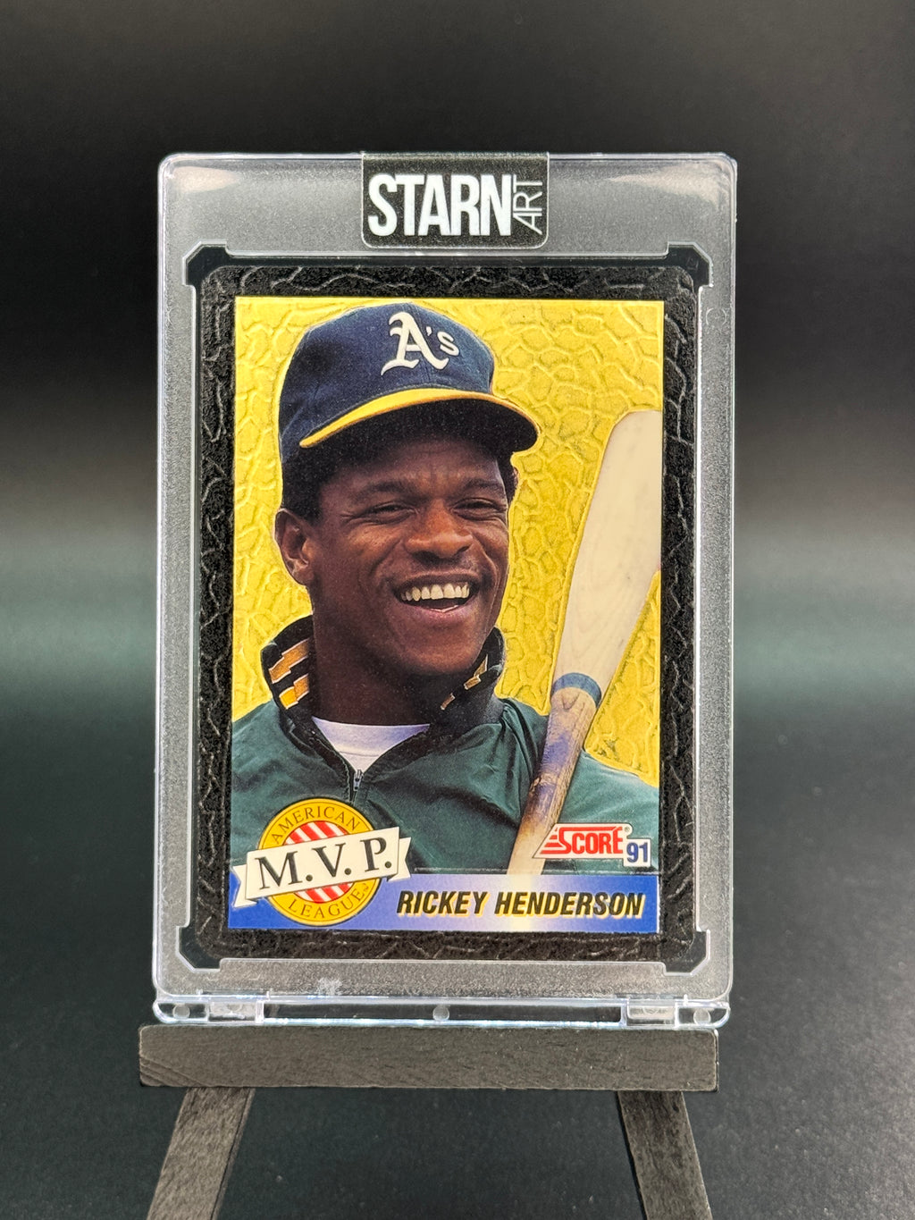 Rickey Henderson Custom 1/1 Baseball Card Art - Painted and Embossed