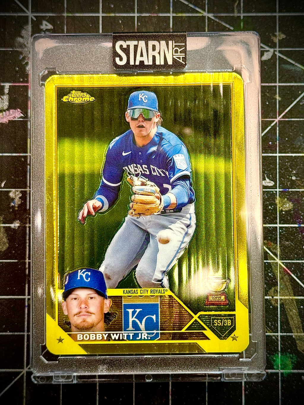 Bobby Witt Jr. Custom 1/1 Baseball Card Art - Painted and Embossed