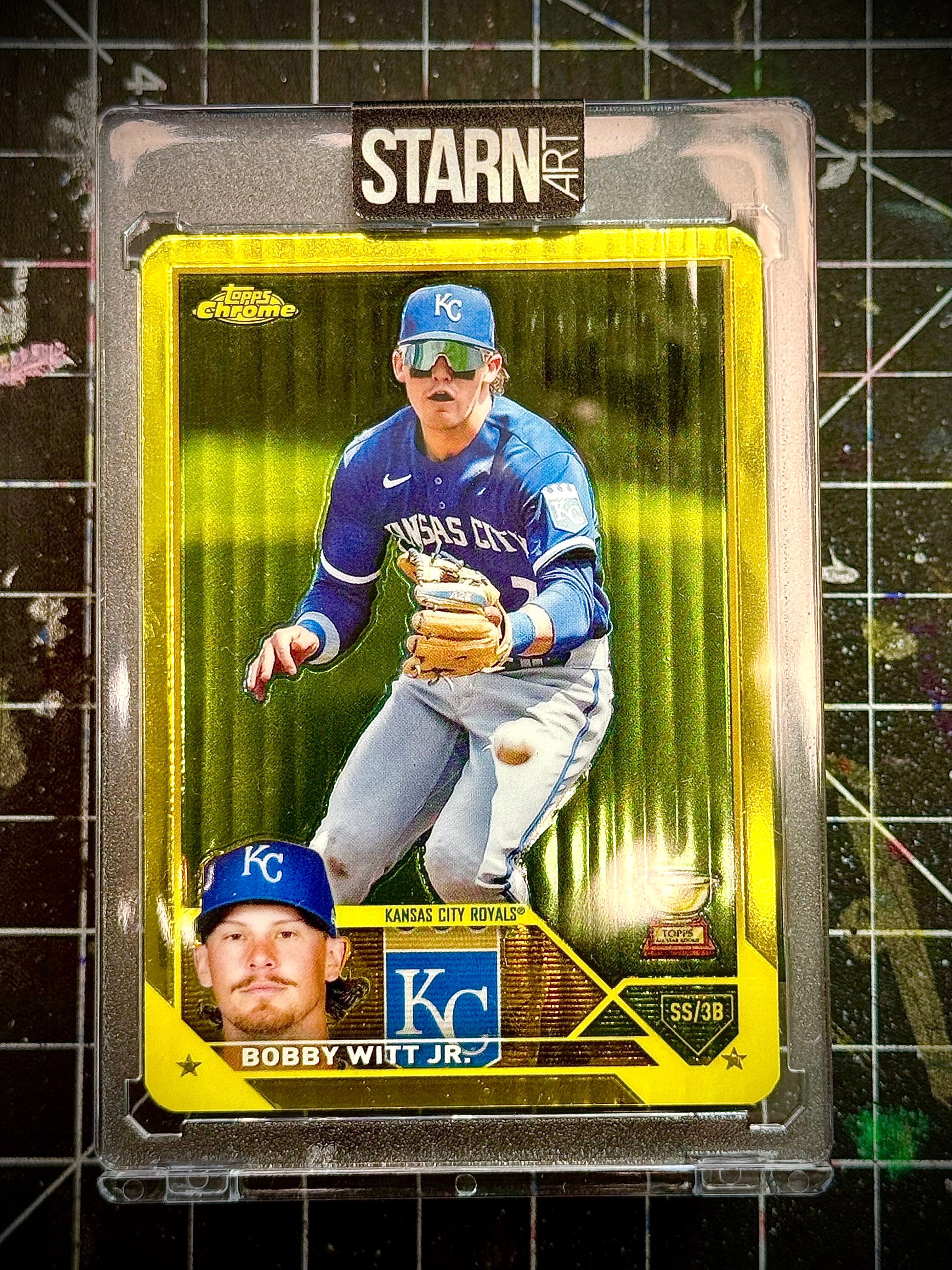 Bobby Witt Jr. Custom 1/1 Baseball Card Art - Painted and Embossed