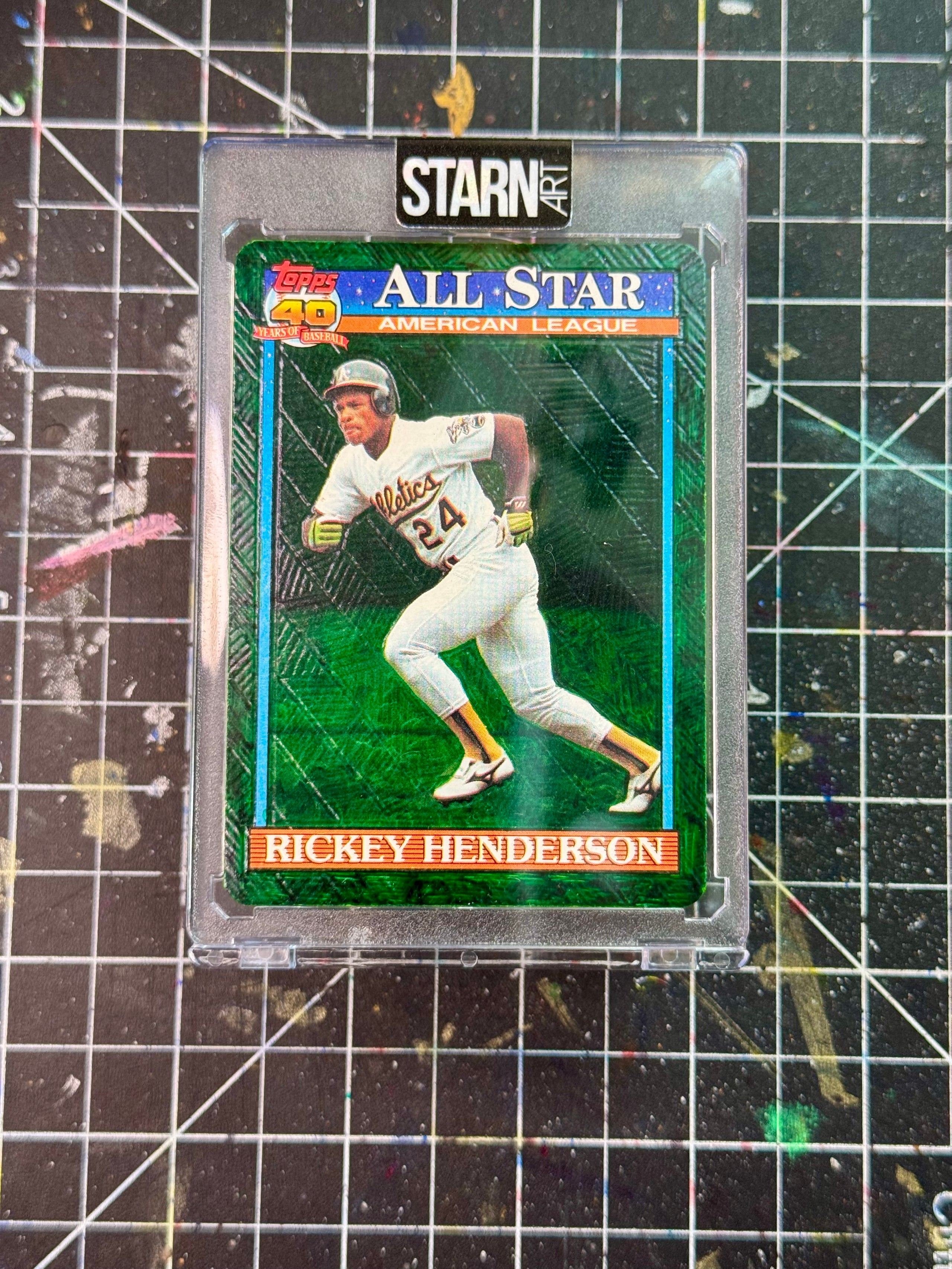 Rickey Henderson Custom 1/1 Baseball Card Art - Painted and Embossed