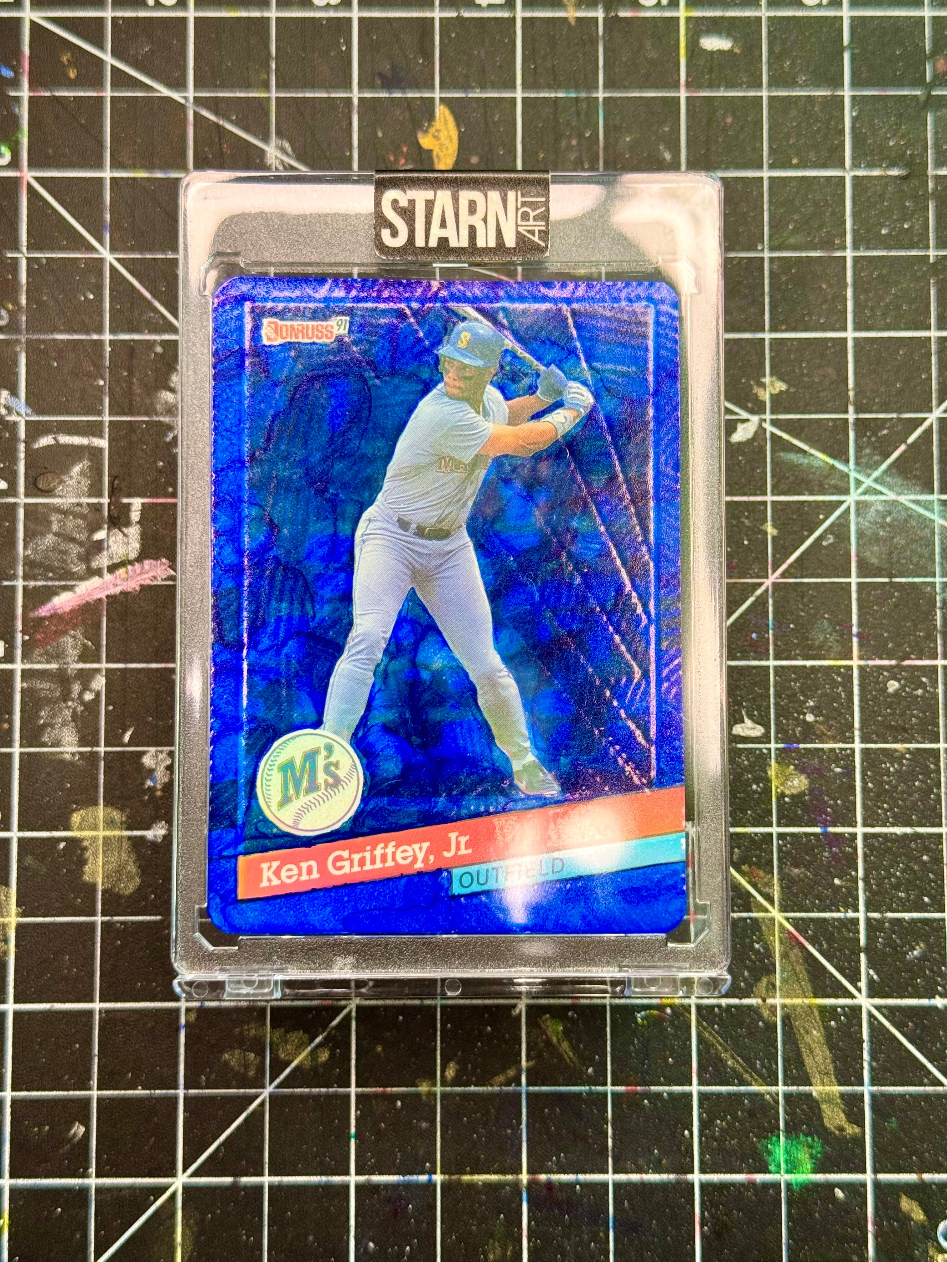 Ken Griffey Jr. Custom Embossed and Painted 1/1 Baseball Card Art