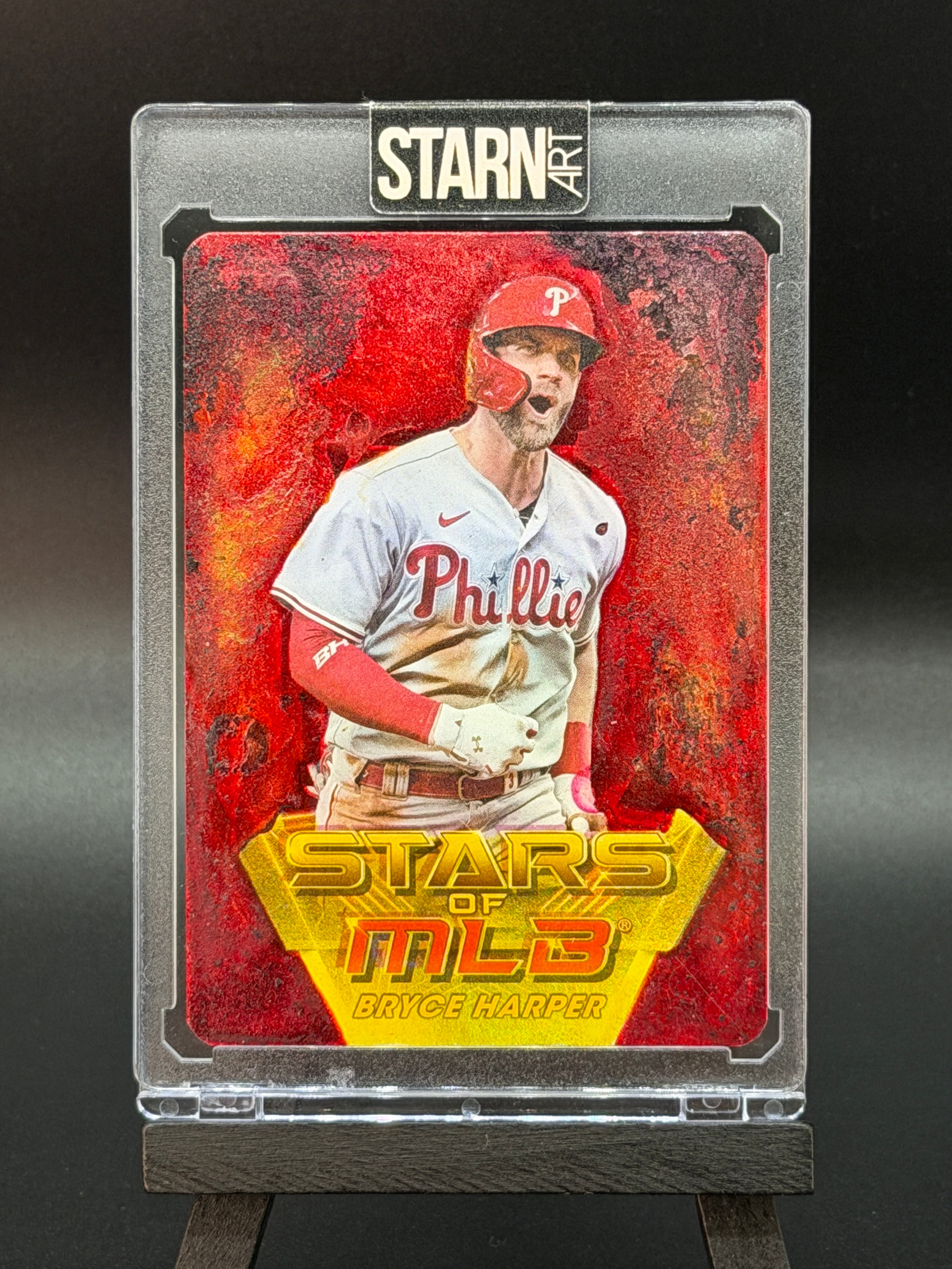 Bryce Harper Custom 1/1 Baseball Card Art - Painted and Embossed