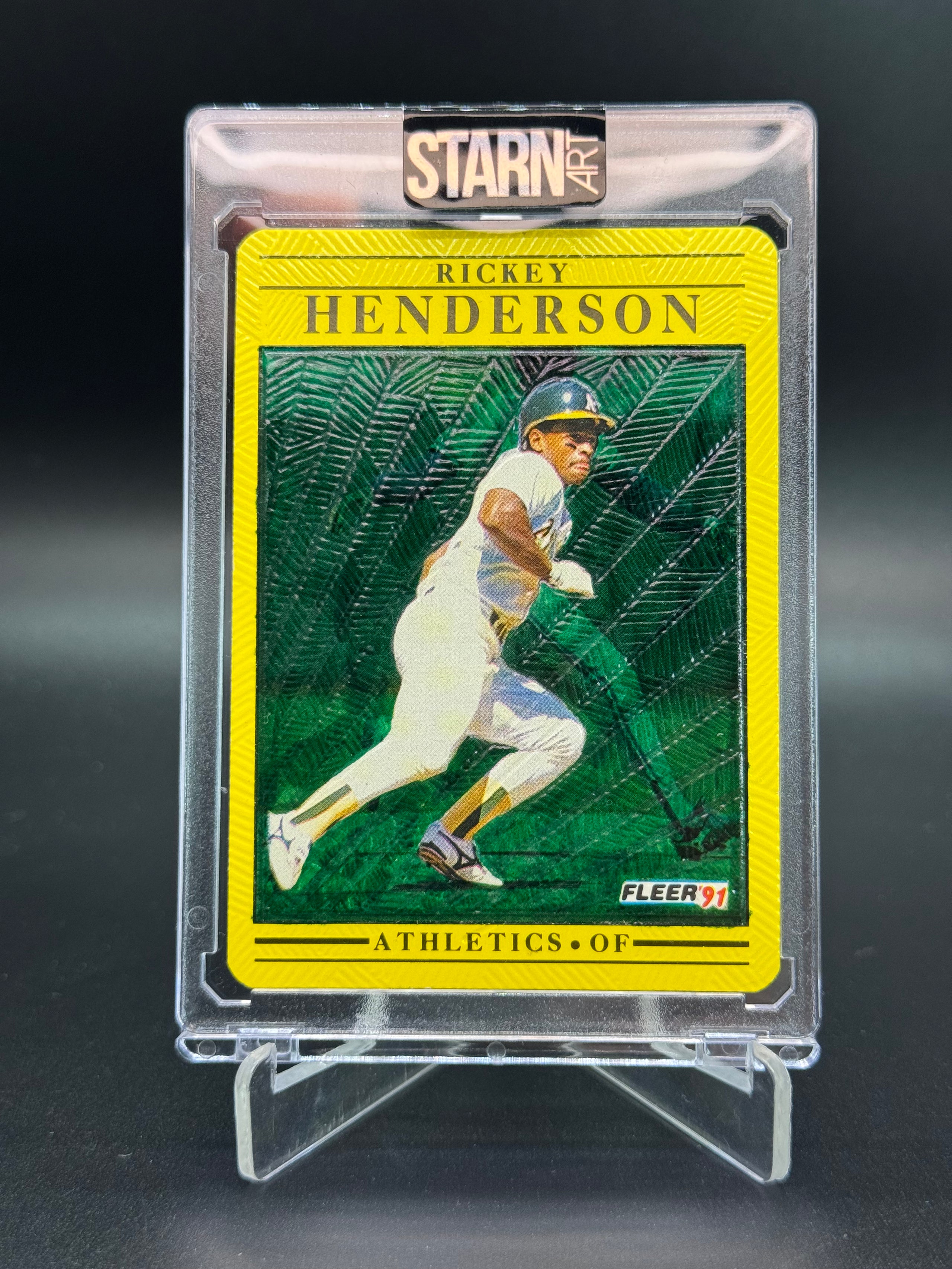 Rickey Henderson Custom 1/1 Baseball Card Art - Painted and Embossed